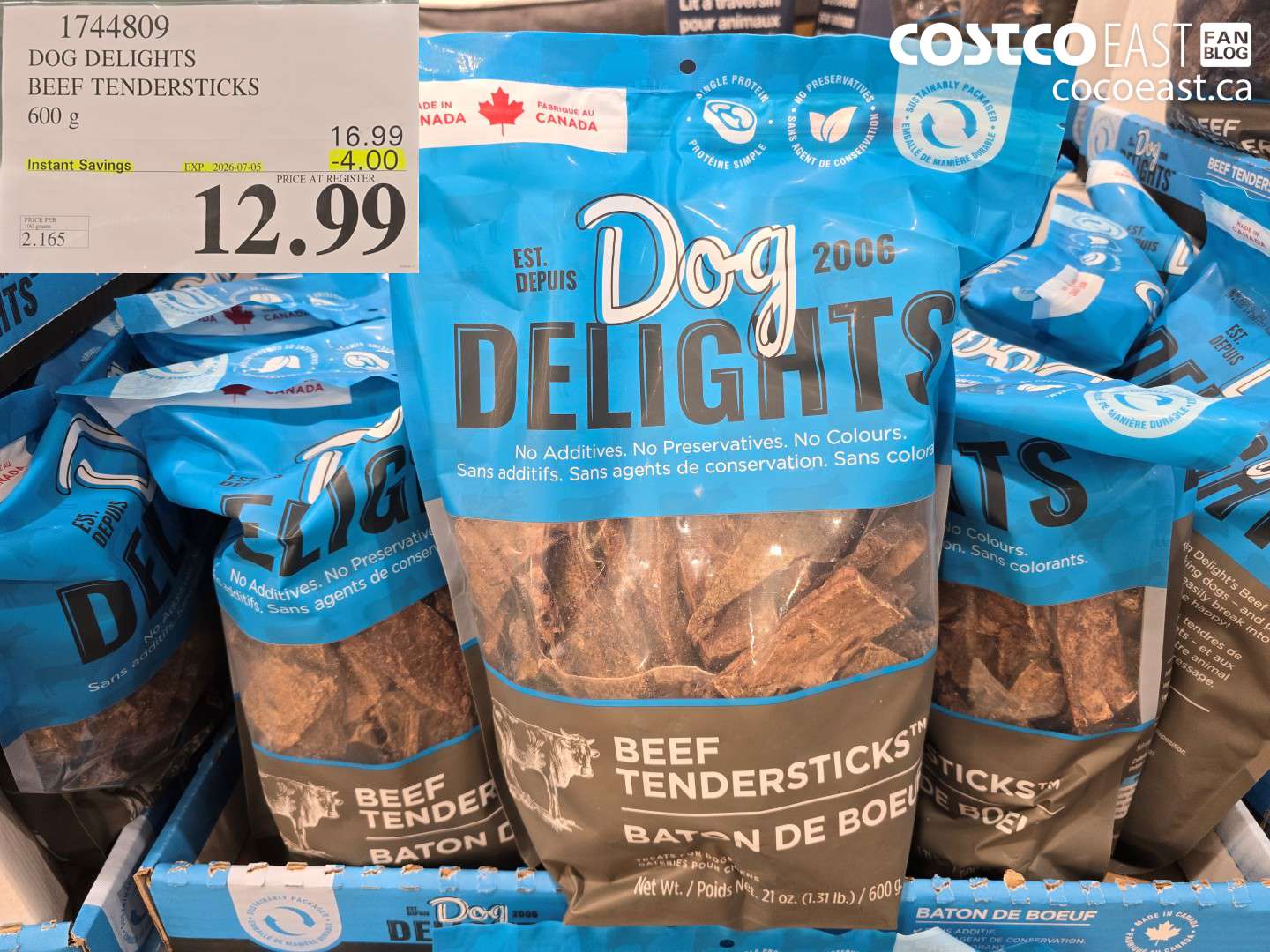 1744809 DOG DELIGHTS BEEF TENDERSTICKS 600 G ($4.00 INSTANT SAVINGS EXPIRES ON 2026-07-05) $12.99
