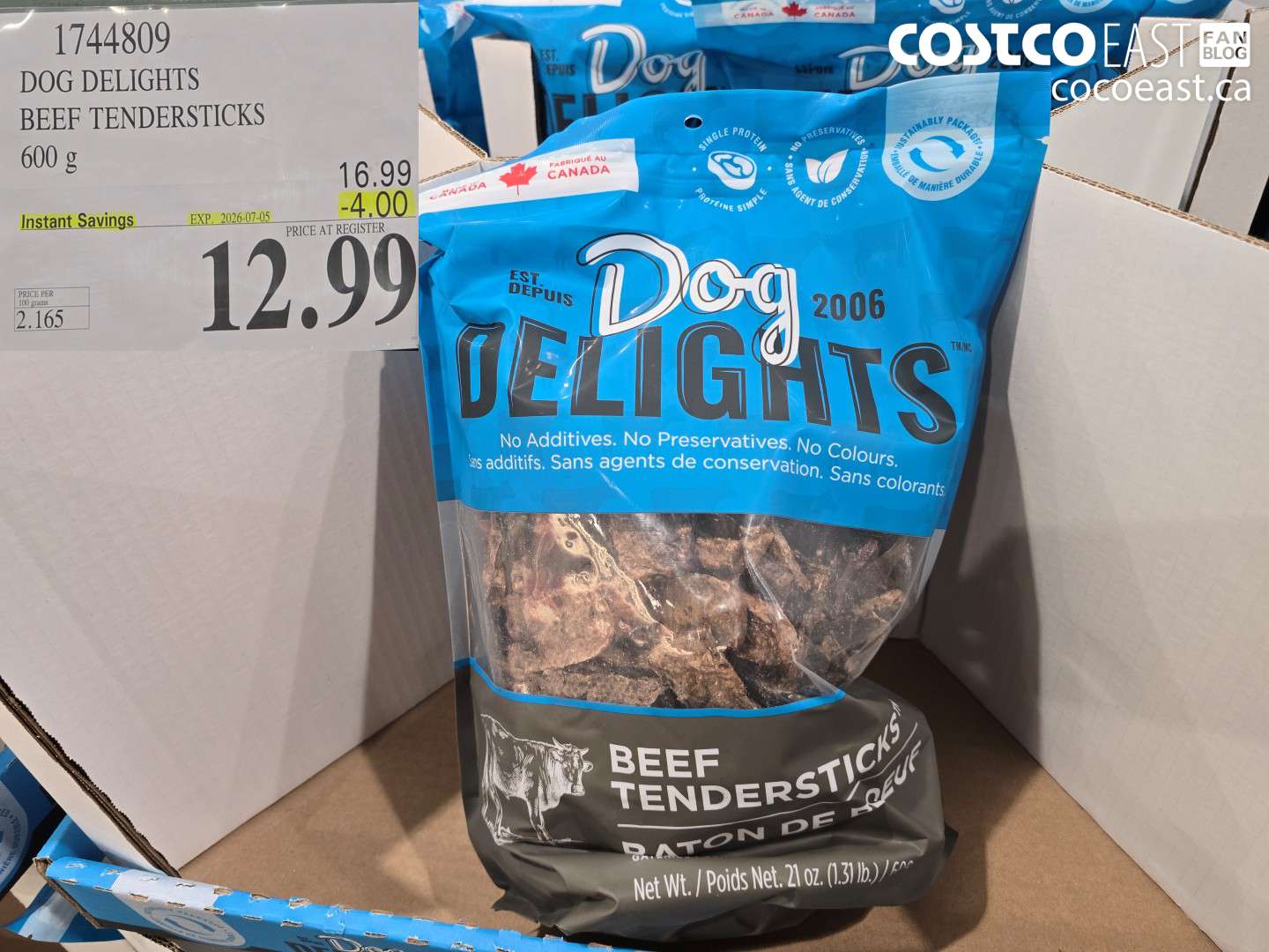 1744809 DOG DELIGHTS BEEF TENDERSTICKS 600 G ($4.00 INSTANT SAVINGS EXPIRES ON 2026-07-05) $12.99