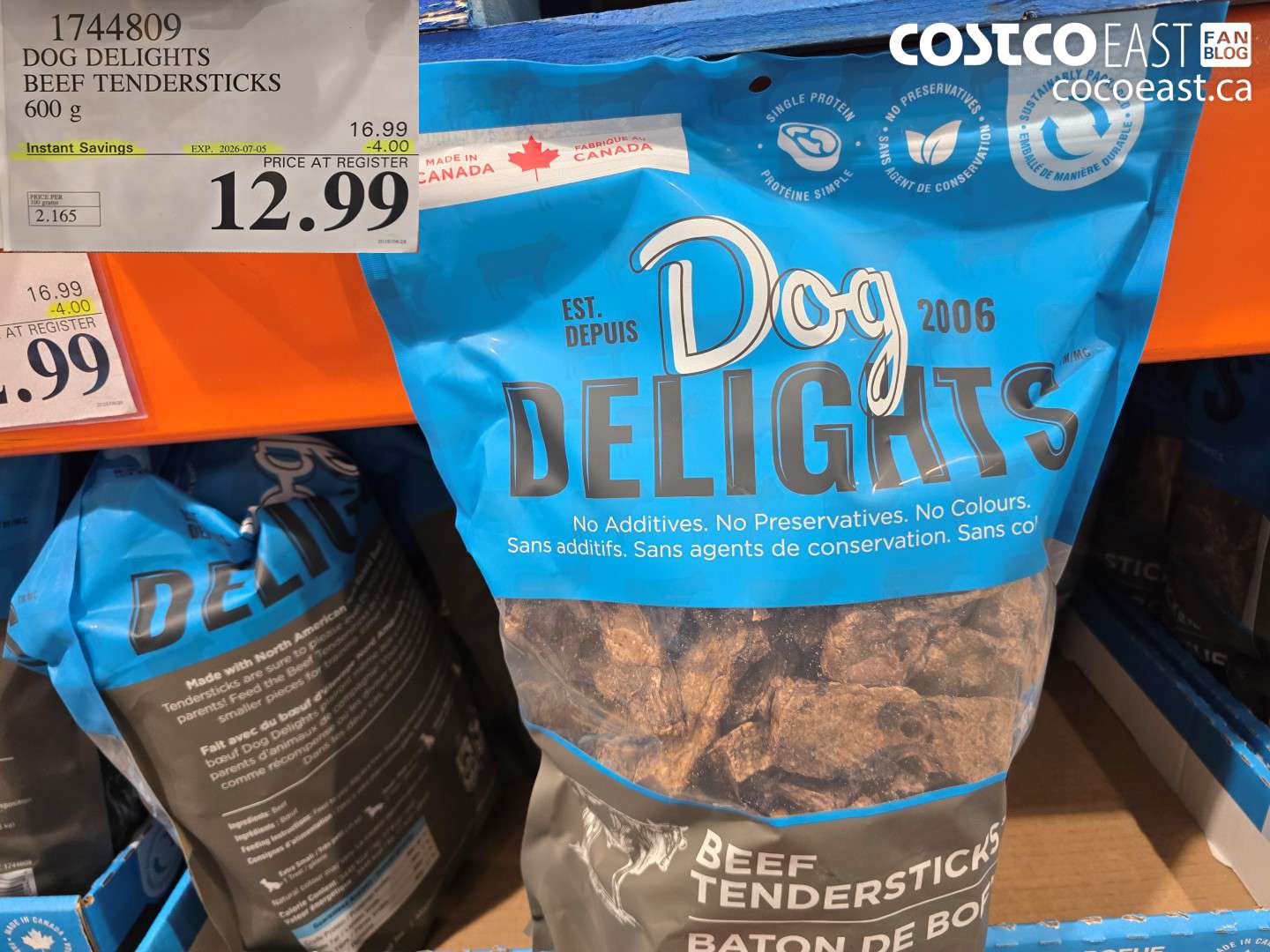 1744809 DOG DELIGHTS BEEF TENDERSTICKS 600 G ($4.00 INSTANT SAVINGS EXPIRES ON 2026-07-05) $12.99