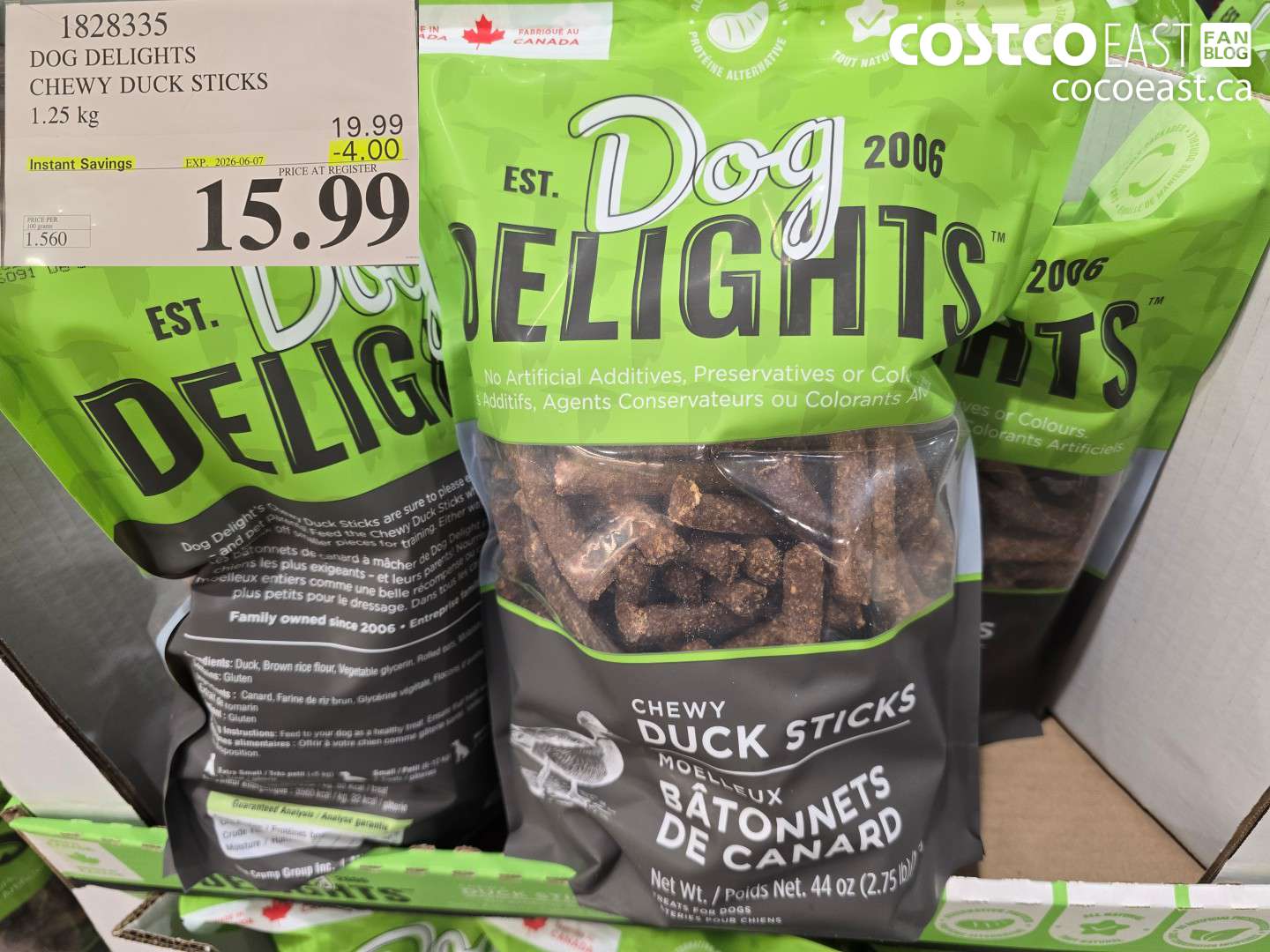 1828335 DOG DELIGHTS CHEWY DUCK STICKS 1.25 KG ($4.00 INSTANT SAVINGS EXPIRES ON 2026-06-07) $15.99