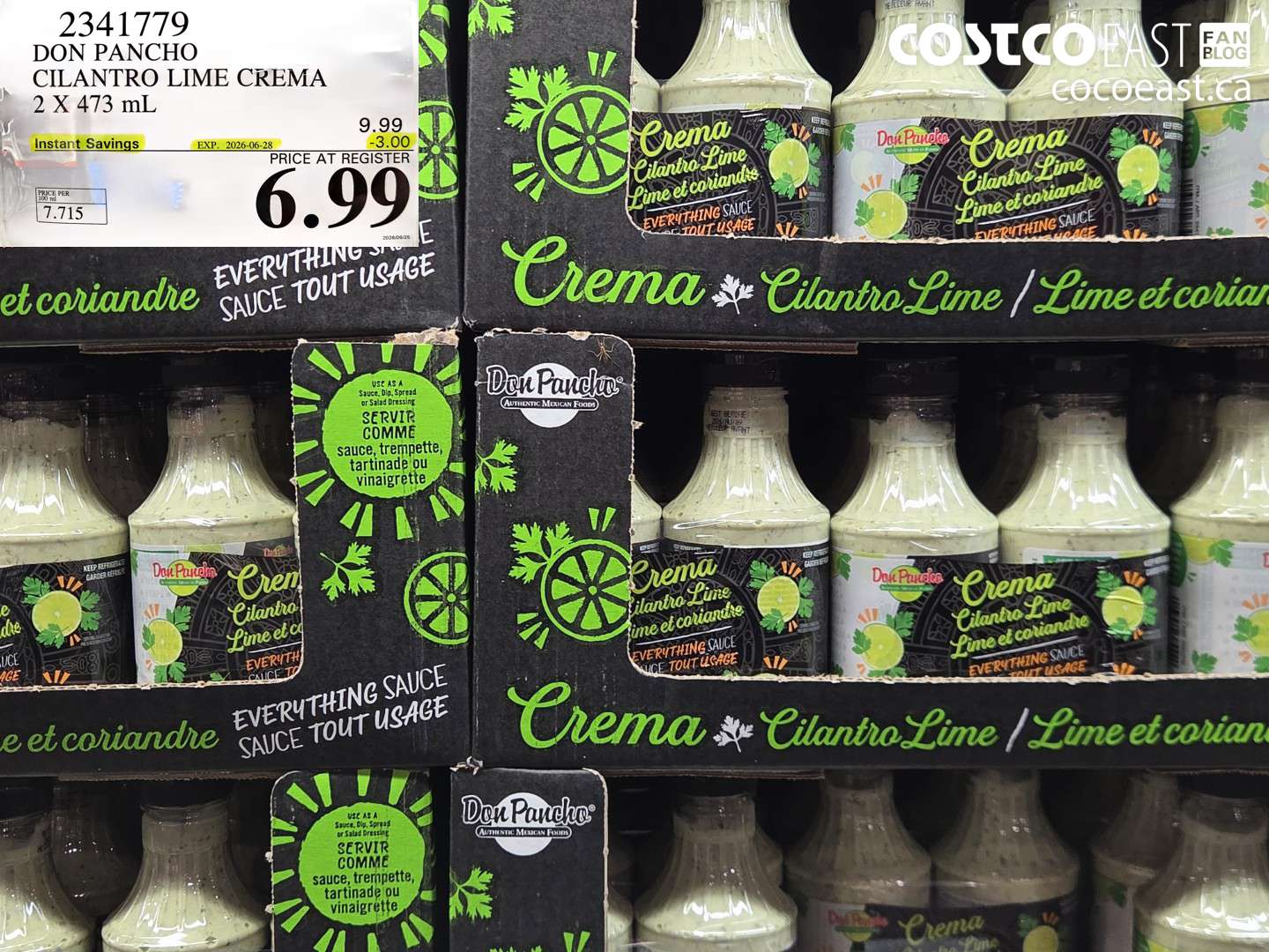 2341779 DON PANCHO CILANTRO LIME CREMA 2 X 473 ML ($3.00 INSTANT SAVINGS EXPIRES ON 2026-06-28) $6.99