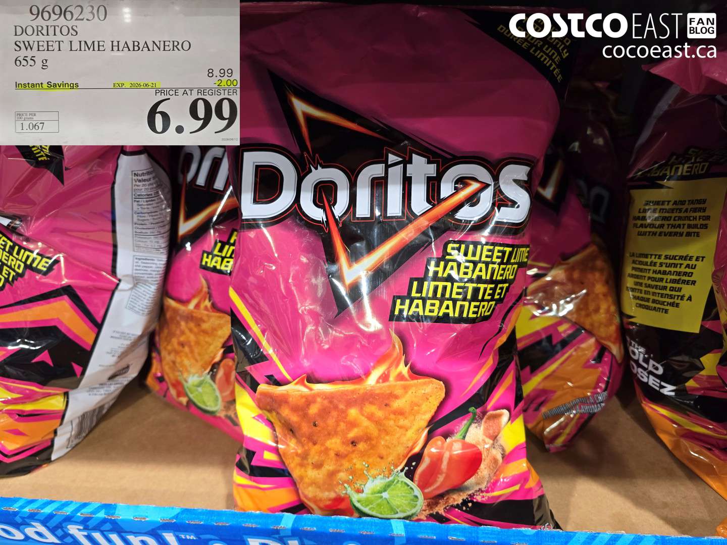 9696230 DORITOS SWEET LIME HABANERO 655 G ($2.00 INSTANT SAVINGS EXPIRES ON 2026-06-21) $6.99