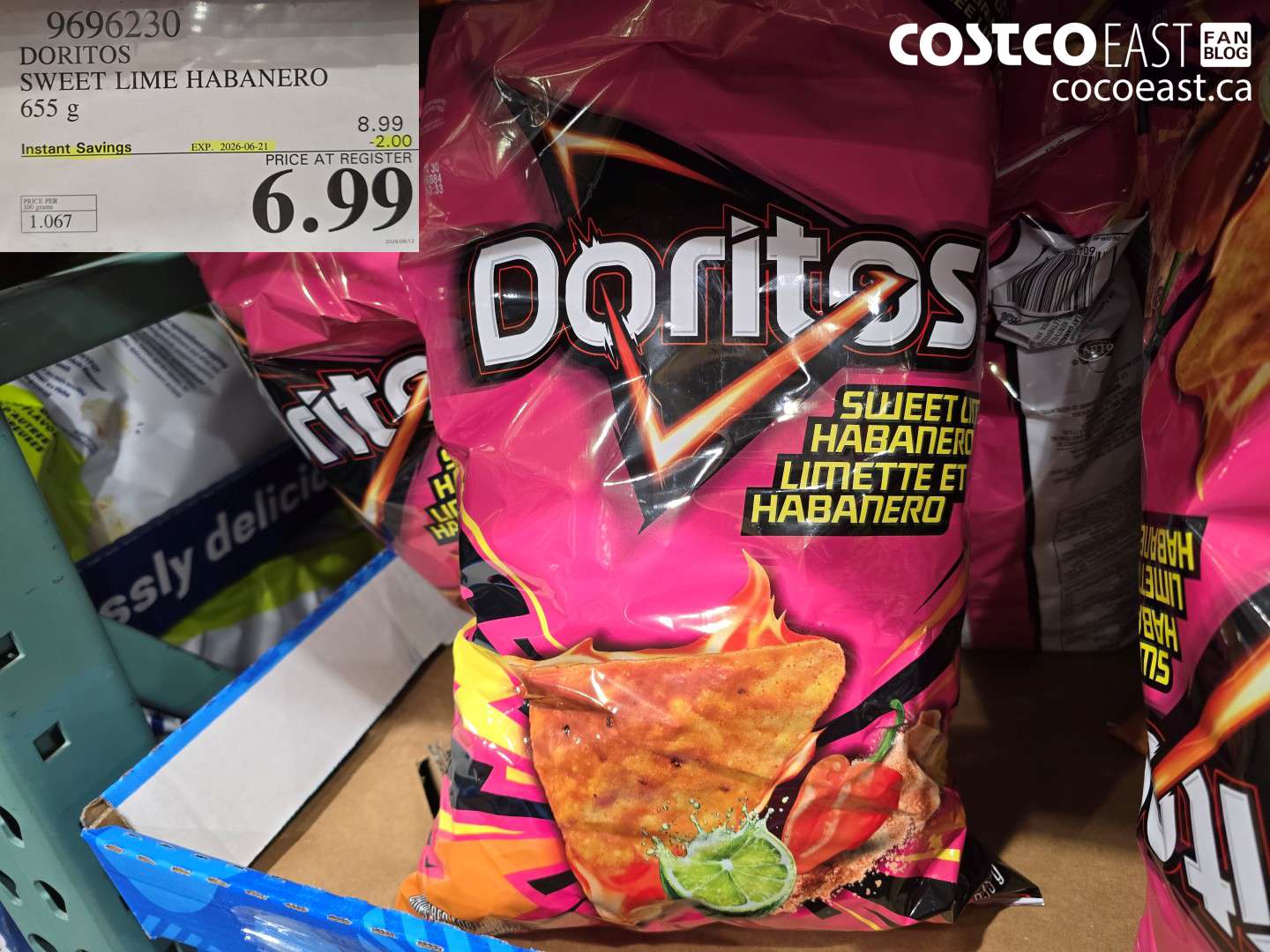 9696230 DORITOS SWEET LIME HABANERO 655 G ($2.00 INSTANT SAVINGS EXPIRES ON 2026-06-21) $6.99