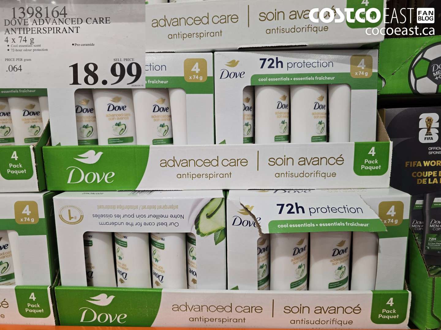 1398164 DOVE ADVANCED CARE ANTIPERSPIRANT 4 X 74 G $18.99