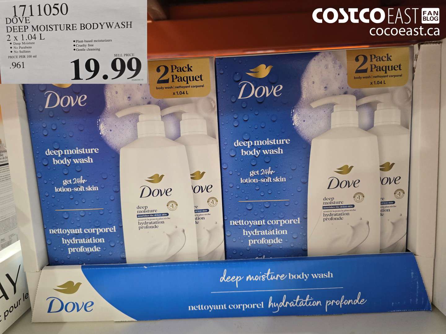 1711050 DOVE DEEP MOISTURE BODYWASH 2 X 1.04 L $19.99
