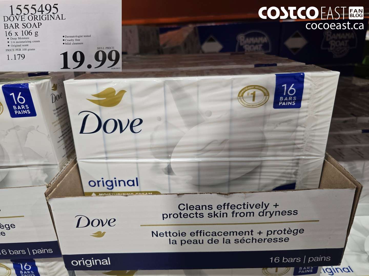 1555495 DOVE ORIGINAL BAR SOAP 16 X 106 G $19.99