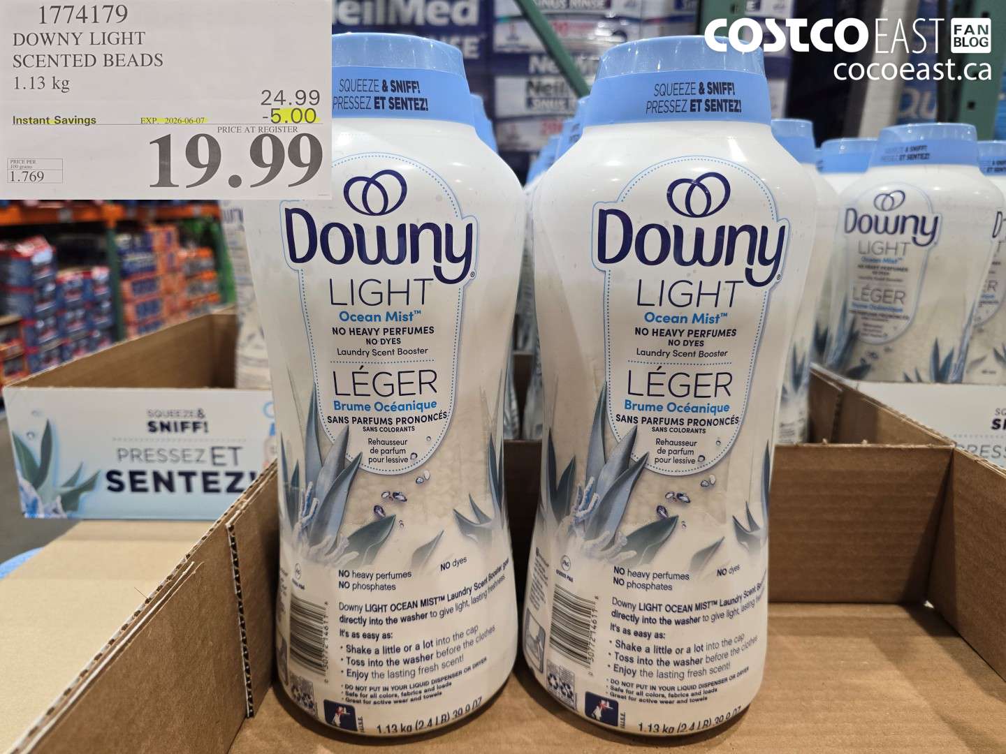 1774179 DOWNY LIGHT SCENTED BEADS 1.13 KG ($5.00 INSTANT SAVINGS EXPIRES ON 2026-06-07) $19.99