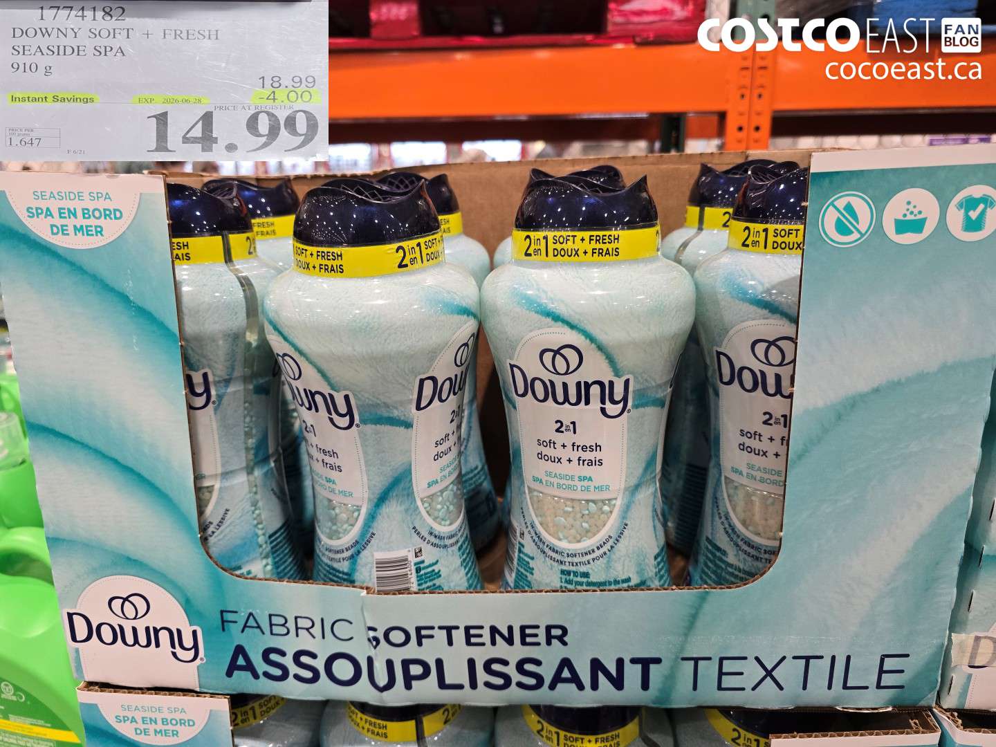 1774182 DOWNY SOFT + FRESH SEASIDE SPA 910 G ($4.00 INSTANT SAVINGS EXPIRES ON 2026-06-28) $14.99
