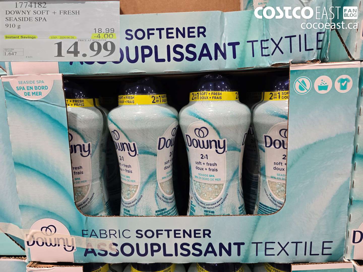 1774182 DOWNY SOFT + FRESH SEASIDE SPA 910 G ($4.00 INSTANT SAVINGS EXPIRES ON 2026-06-28) $14.99