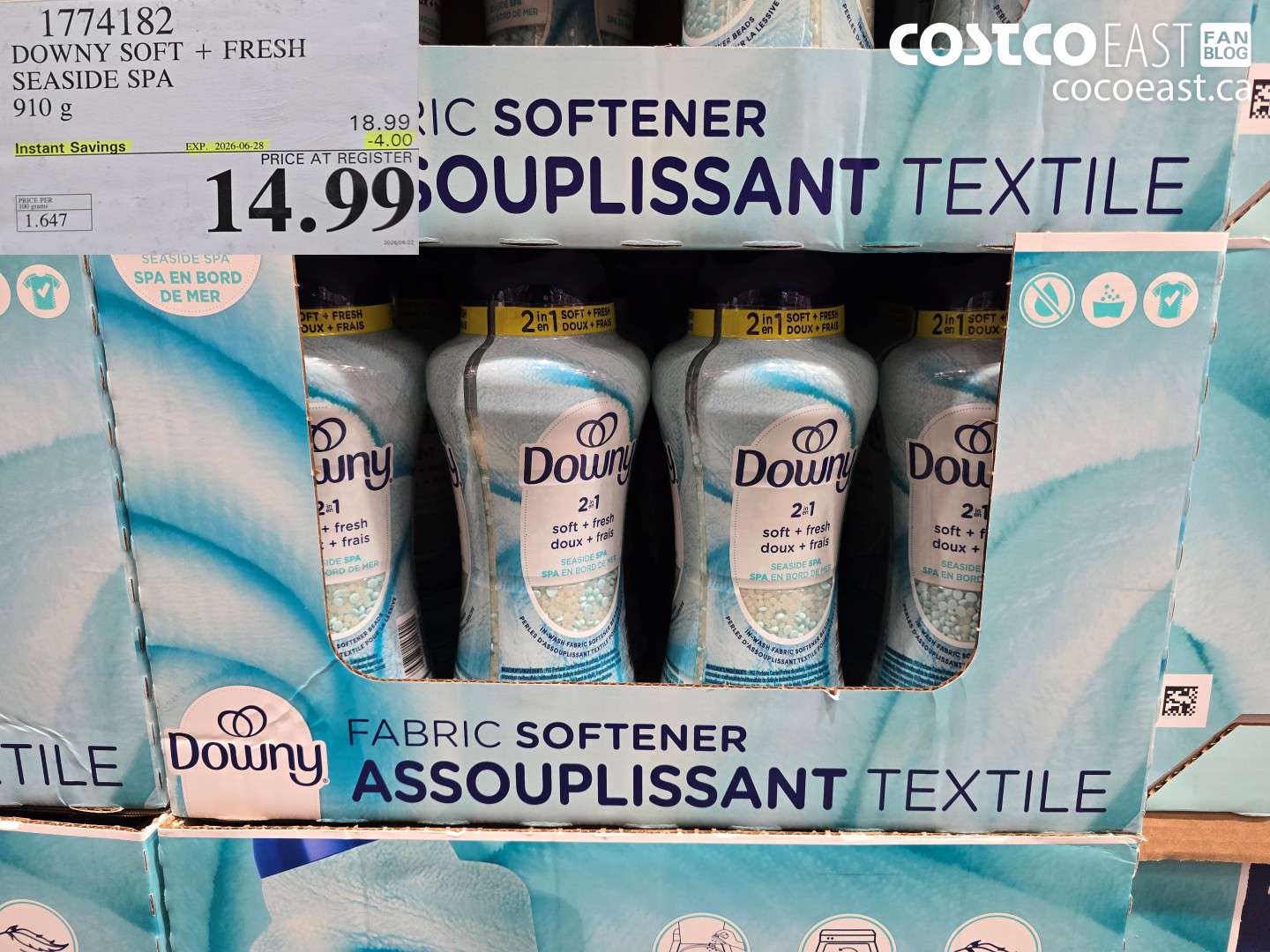 1774182 DOWNY SOFT + FRESH SEASIDE SPA 910 G ($4.00 INSTANT SAVINGS EXPIRES ON 2026-06-28) $14.99