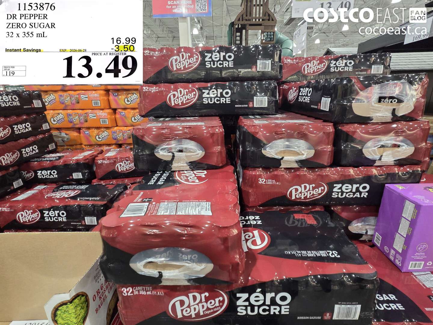 1153876 DR PEPPER ZERO SUGAR 32 X 355 ML ($3.50 INSTANT SAVINGS EXPIRES ON 2026-06-28) $13.49