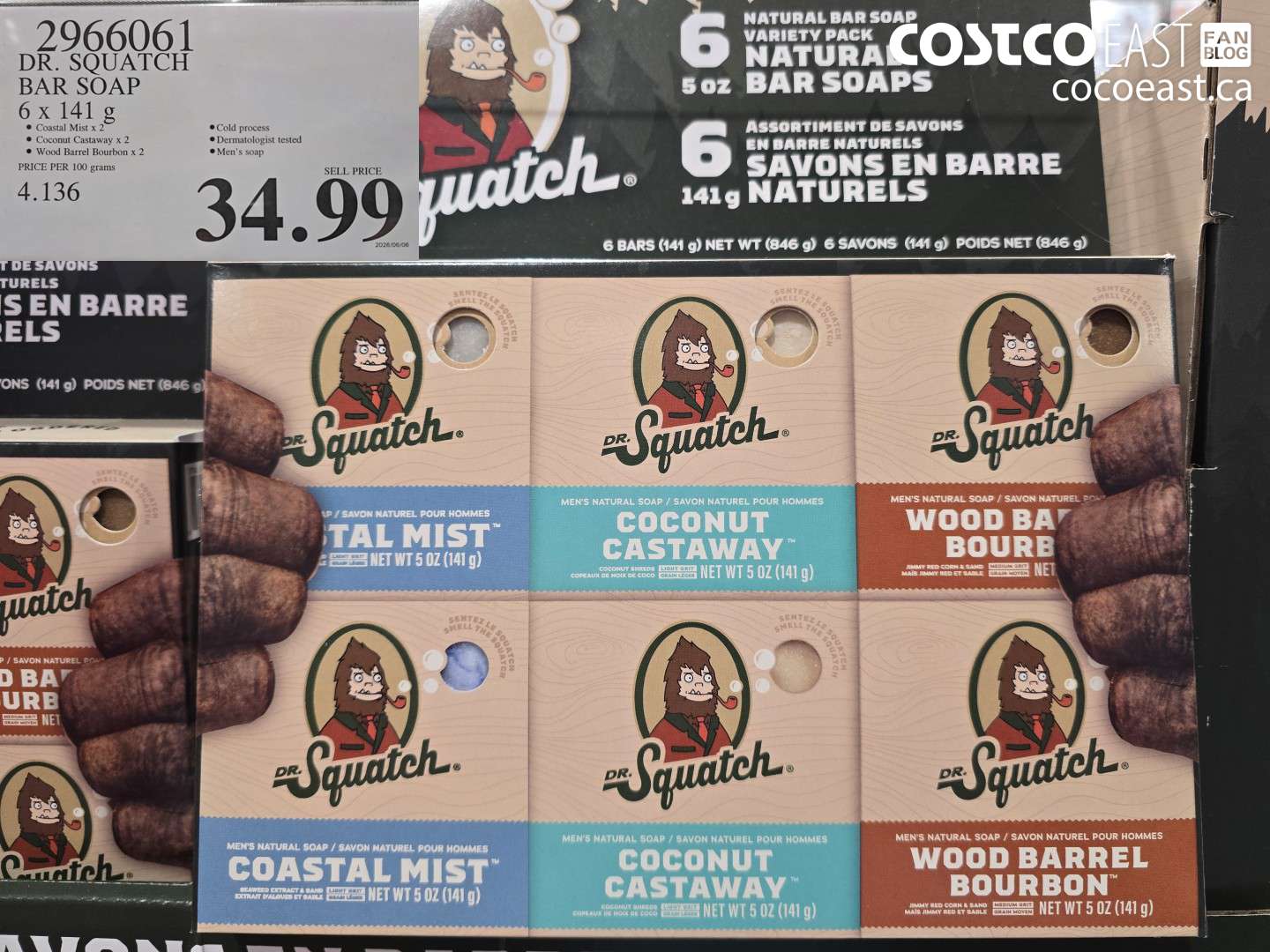 2966061 DR. SQUATCH BAR SOAP 6 X 141 G $34.99