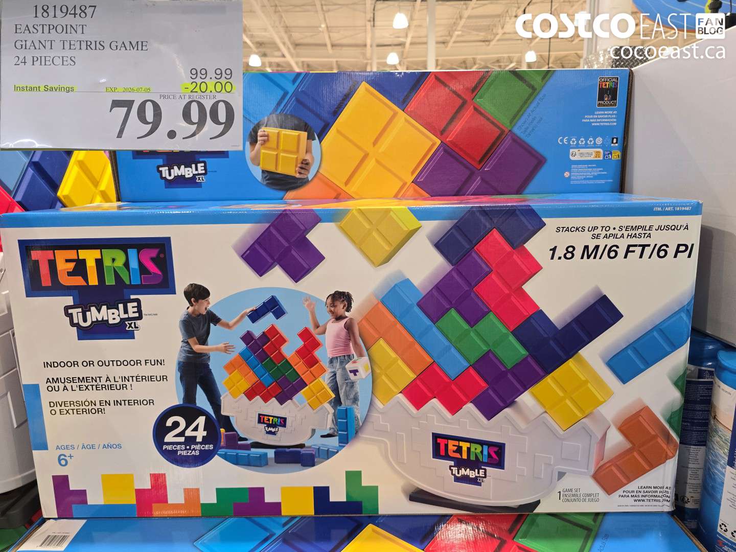1819487 EASTPOINT GIANT TETRIS GAME 24 PIECES ($20.00 INSTANT SAVINGS EXPIRES ON 2026-07-05) $79.99