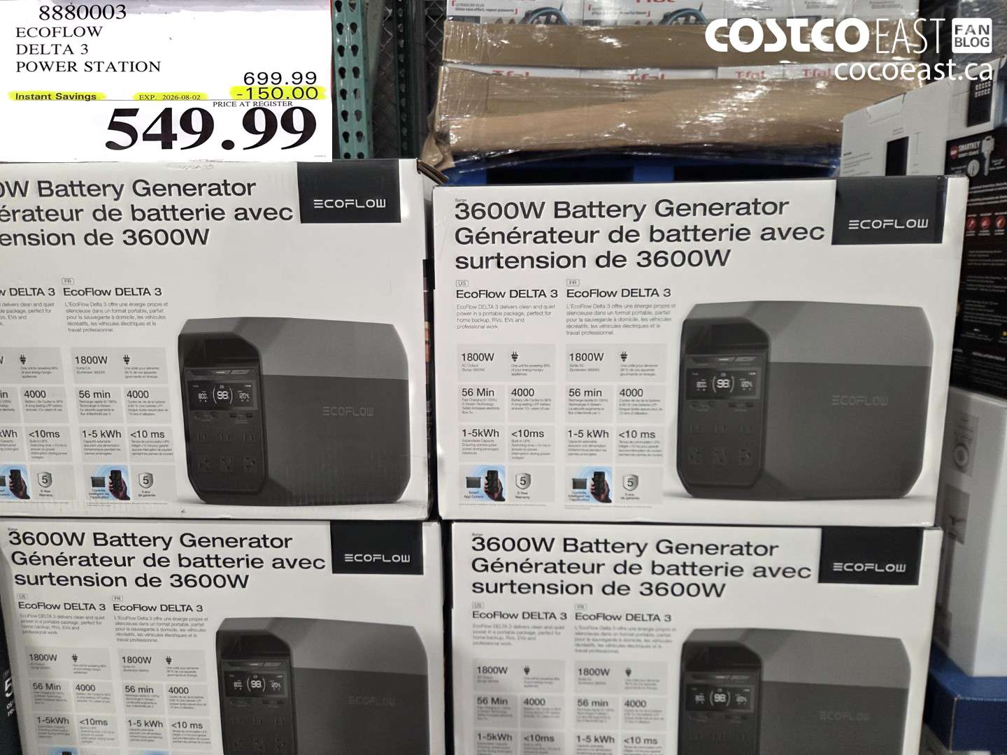 8880003 ECOFLOW DELTA 3 POWER STATION ($150.00 INSTANT SAVINGS EXPIRES ON 2026-08-02) $549.99