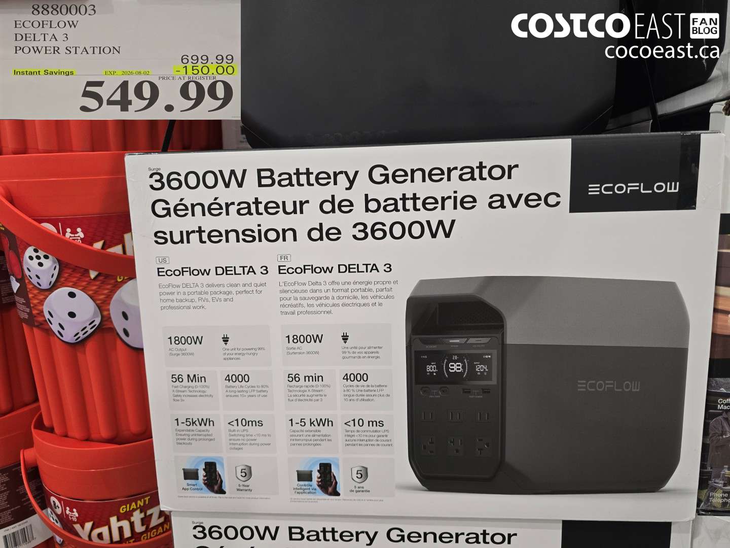 8880003 ECOFLOW DELTA 3 POWER STATION ($150.00 INSTANT SAVINGS EXPIRES ON 2026-08-02) $549.99