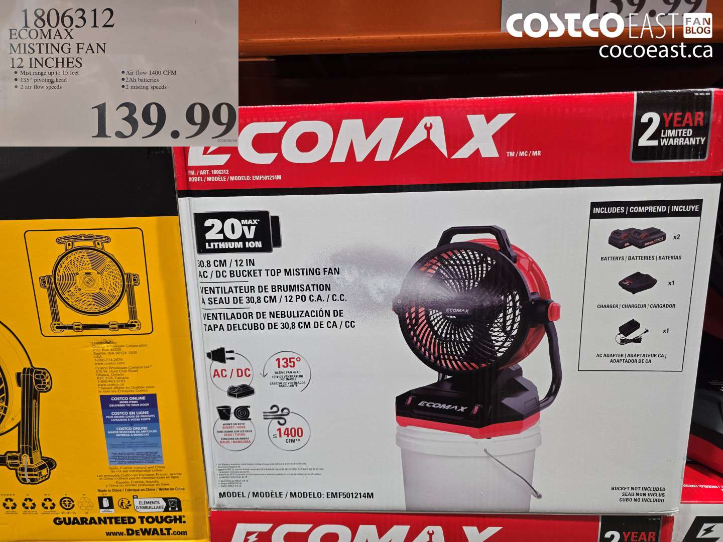1806312 ECOMAX MISTING FAN 12 INCHES $139.99