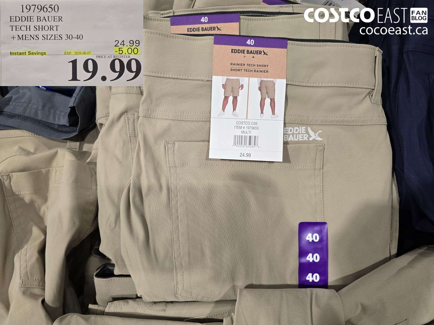 1979650 EDDIE BAUER TECH SHORT + MENS SIZES 30-40 ($5.00 INSTANT SAVINGS EXPIRES ON 2026-06-07) $19.99