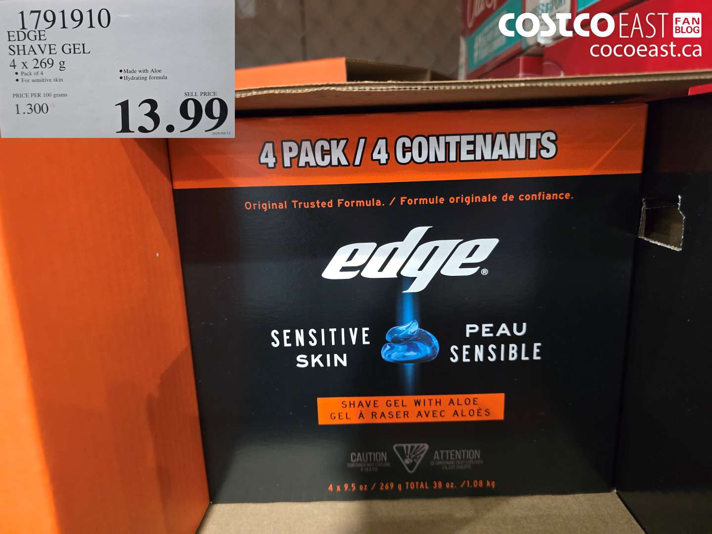 1791910 EDGE SHAVE GEL 4 X 269 G $13.99