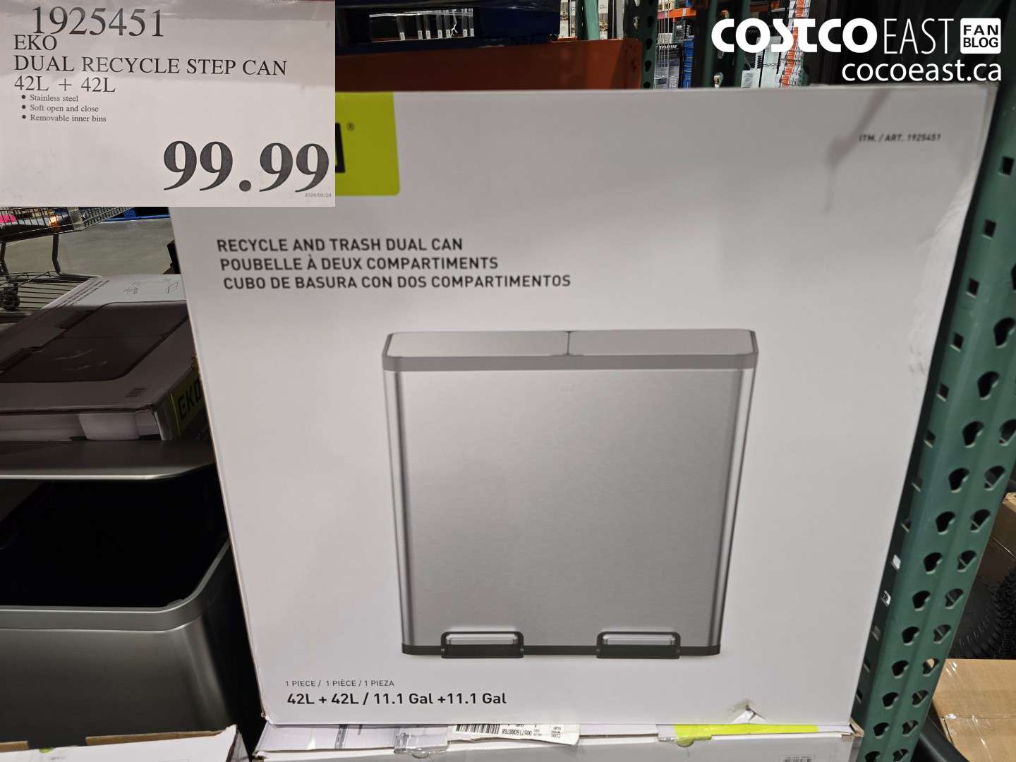 1925451 EKO DUAL RECYCLE STEP CAN 42L + 42L $99.99
