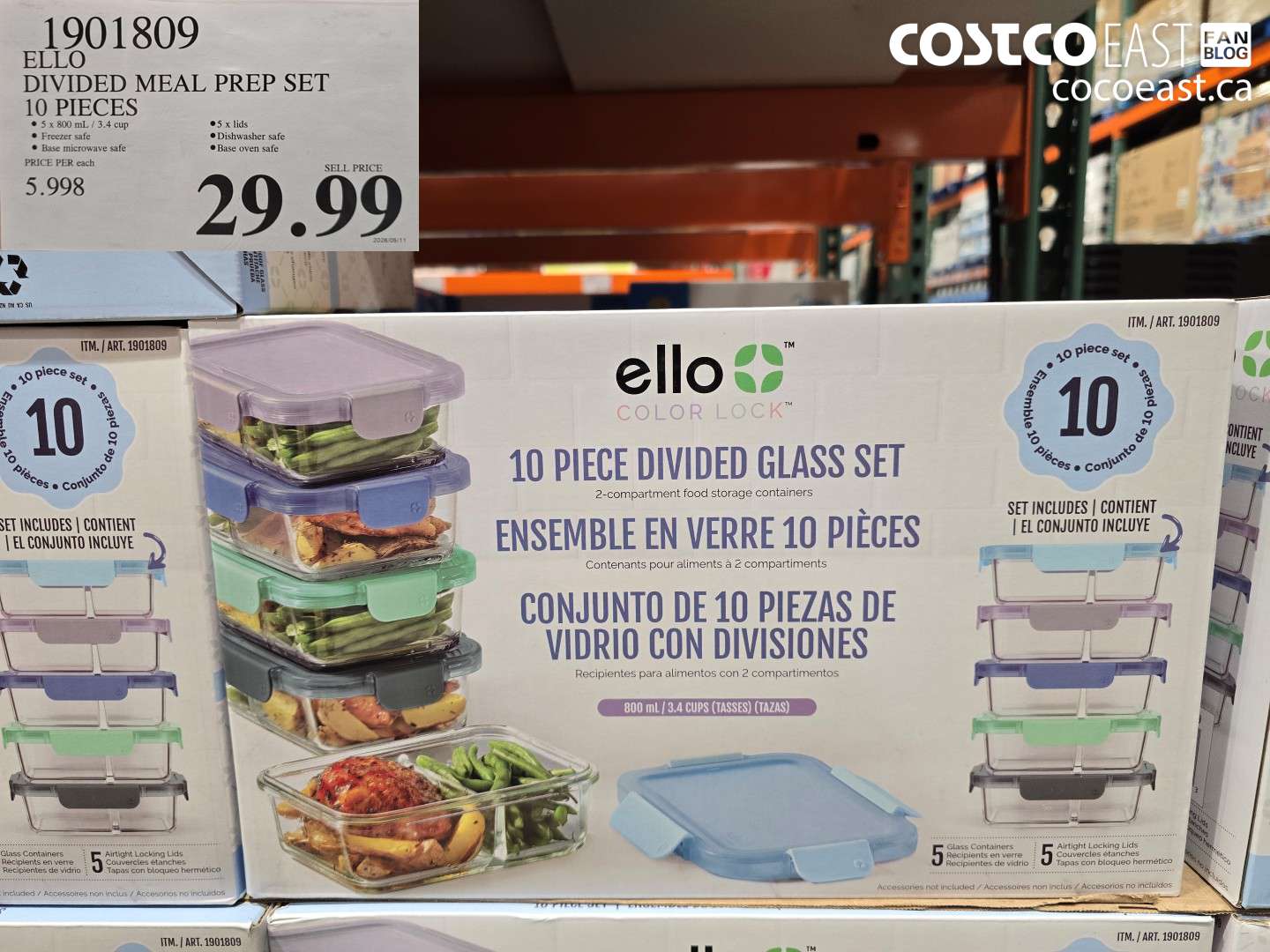 1901809 ELLO DIVIDED MEAL PREP SET 10 PIECES $29.99