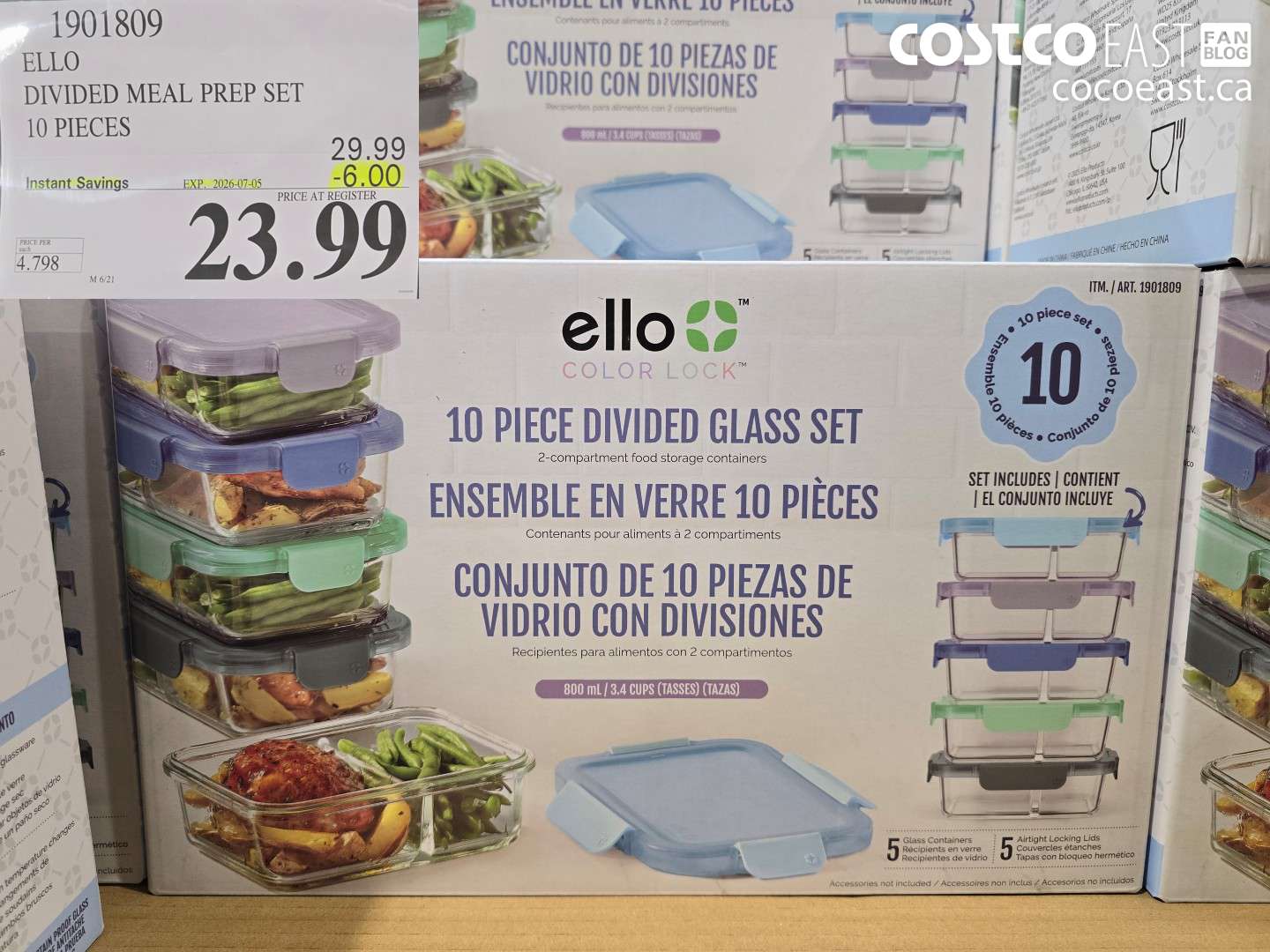 1901809 ELLO DIVIDED MEAL PREP SET 10 PIECES ($6.00 INSTANT SAVINGS EXPIRES ON 2026-07-05) $23.99