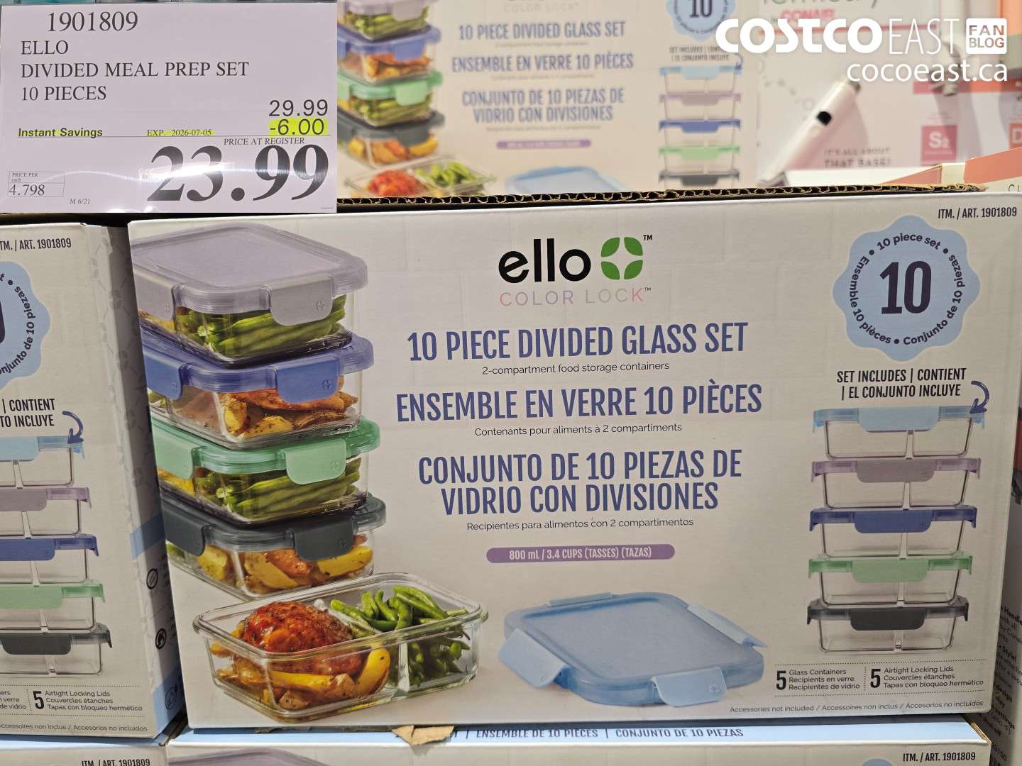 1901809 ELLO DIVIDED MEAL PREP SET 10 PIECES ($6.00 INSTANT SAVINGS EXPIRES ON 2026-07-05) $23.99