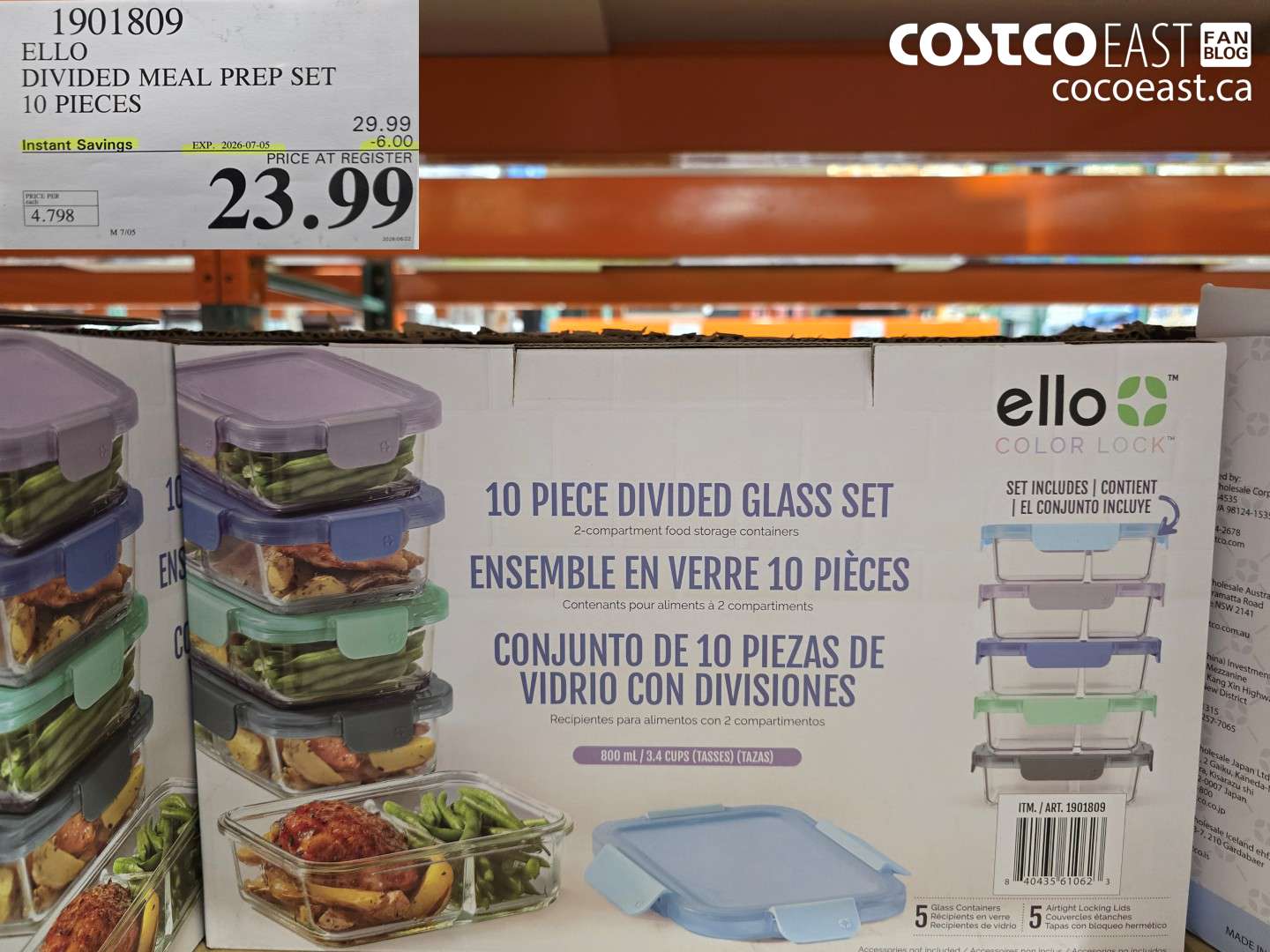 1901809 ELLO DIVIDED MEAL PREP SET 10 PIECES ($6.00 INSTANT SAVINGS EXPIRES ON 2026-07-05) $23.99