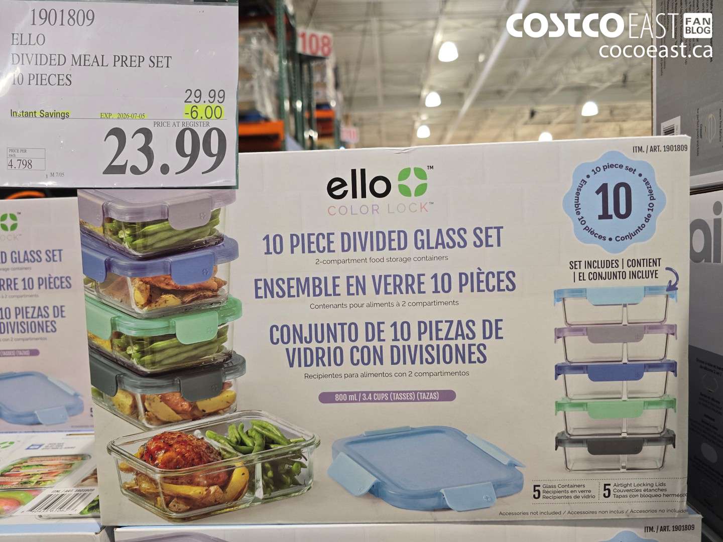 1901809 ELLO DIVIDED MEAL PREP SET 10 PIECES ($6.00 INSTANT SAVINGS EXPIRES ON 2026-07-05) $23.99