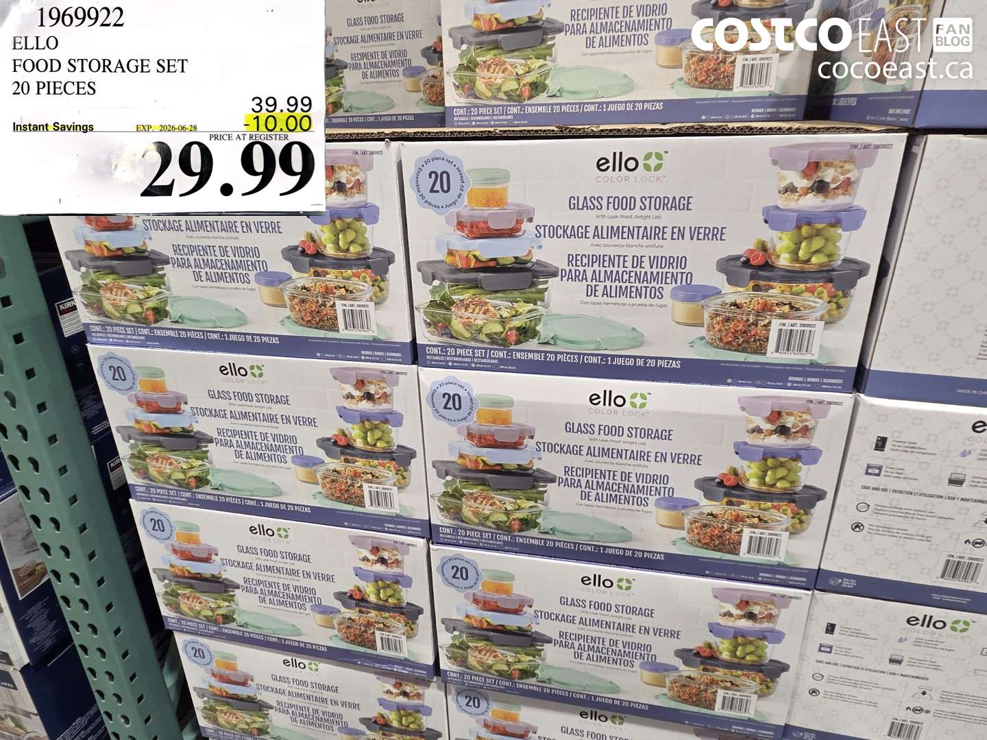 1969922 ELLO FOOD STORAGE SET 20 PIECES ($10.00 INSTANT SAVINGS EXPIRES ON 2026-06-28) $29.99