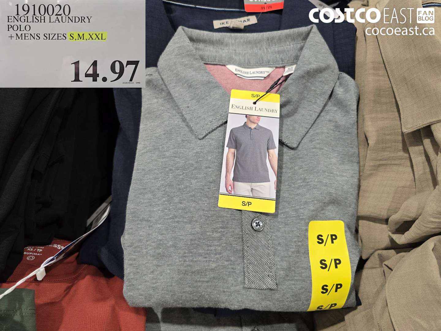 1910020 ENGLISH LAUNDRY POLO MENS SIZES S,M,XXL $14.97