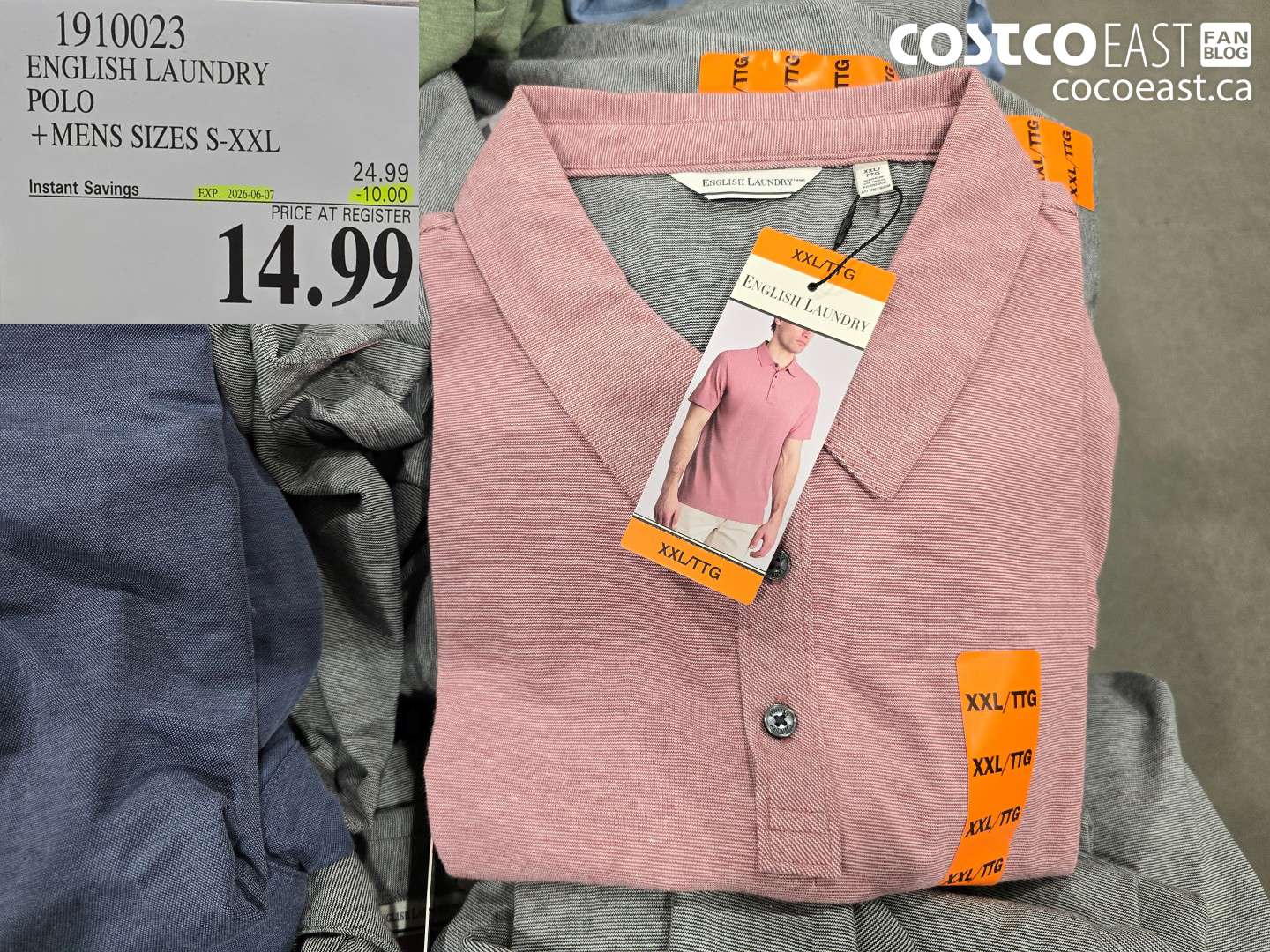 1910023 ENGLISH LAUNDRY POLO MENS SIZES S-XXL ($10.00 INSTANT SAVINGS EXPIRES ON 2026-06-07) $14.99
