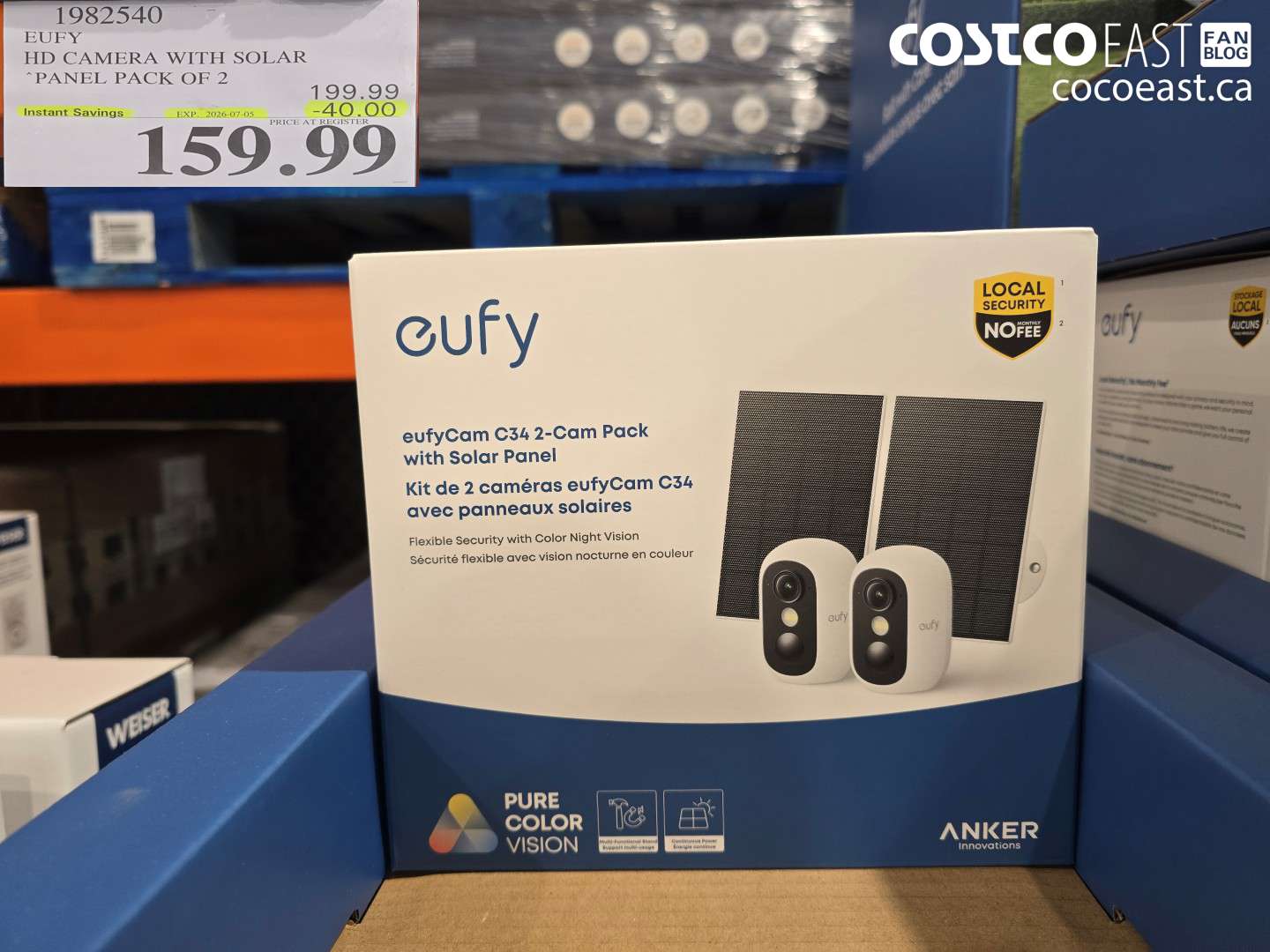 1982540 EUFY HD CAMERA WITH SOLAR PANEL PACK OF 2 ($40.00 INSTANT SAVINGS EXPIRES ON 2026-07-05) $159.99
