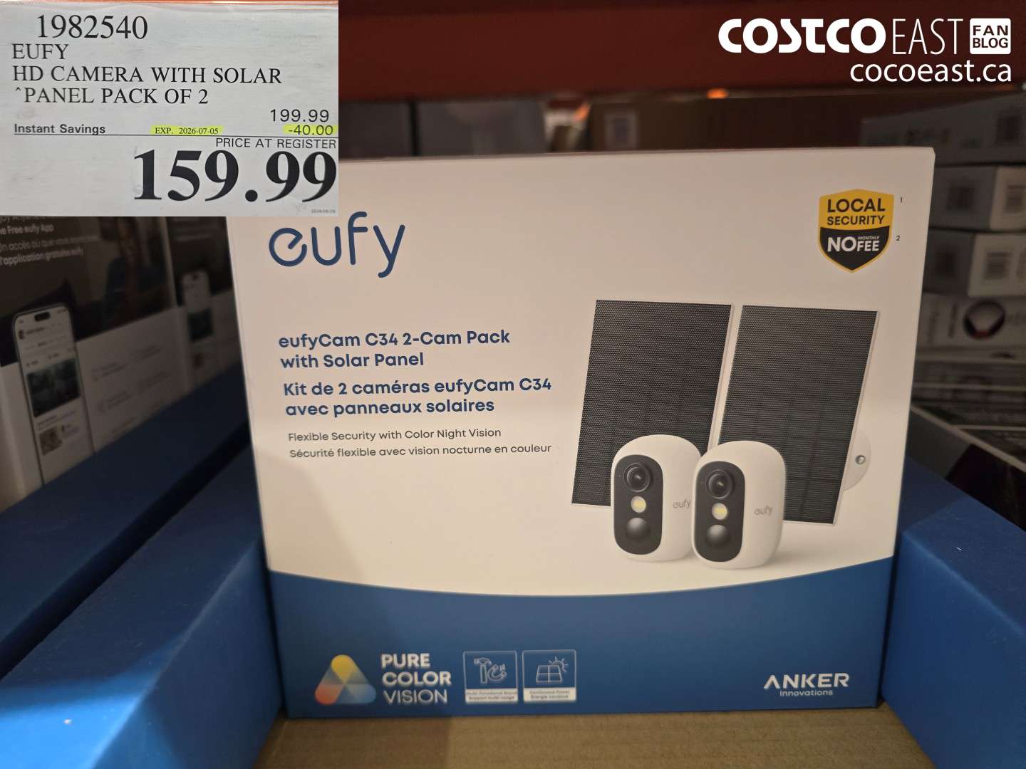 1982540 EUFY HD CAMERA WITH SOLAR PANEL PACK OF 2 ($40.00 INSTANT SAVINGS EXPIRES ON 2026-07-05) $159.99