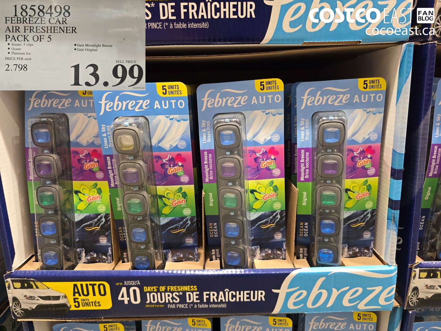 1858498 FEBREZE CAR AIR FRESHENER PACK OF 5 $13.99