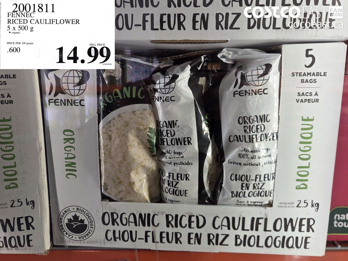 2001811 FENNEC RICED CAULIFLOWER 5 X 500 G $14.99