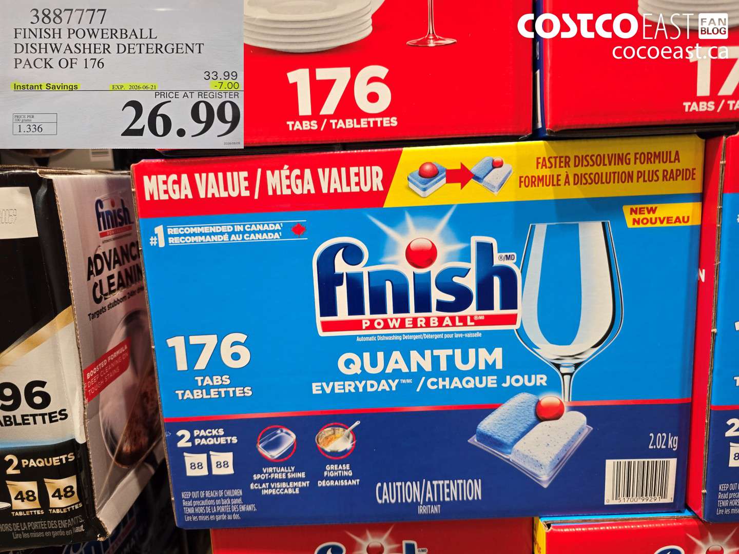 3887777 FINISH POWERBALL DISHWASHER DETERGENT PACK OF 176 ($7.00 INSTANT SAVINGS EXPIRES ON 2026-06-21) $26.99