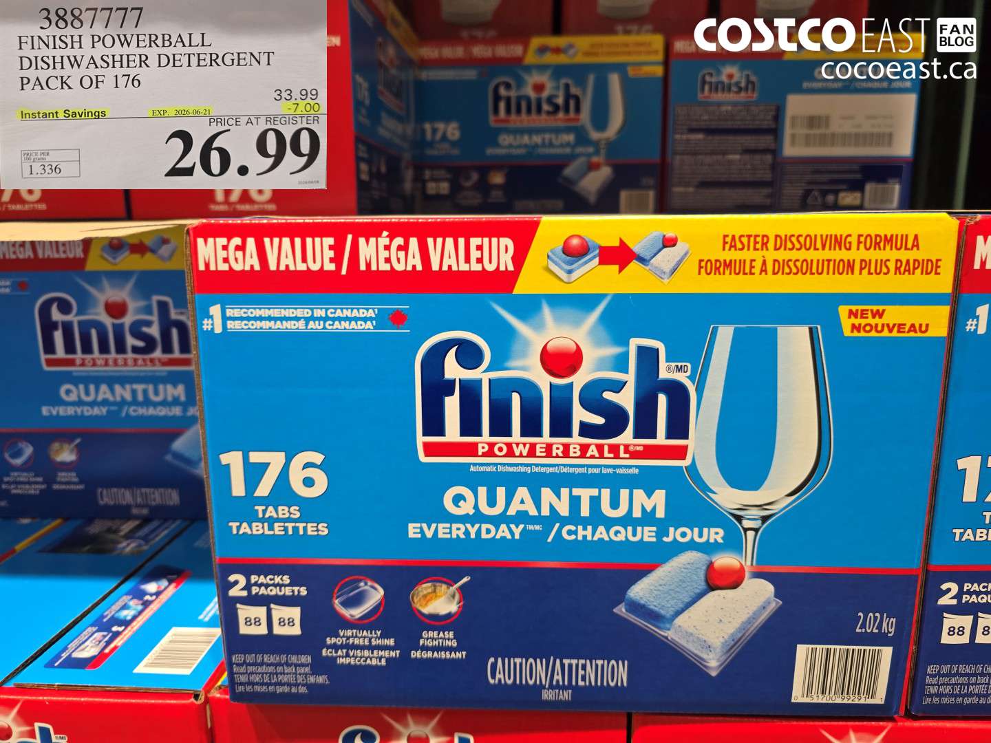3887777 FINISH POWERBALL DISHWASHER DETERGENT PACK OF 176 ($7.00 INSTANT SAVINGS EXPIRES ON 2026-06-21) $26.99