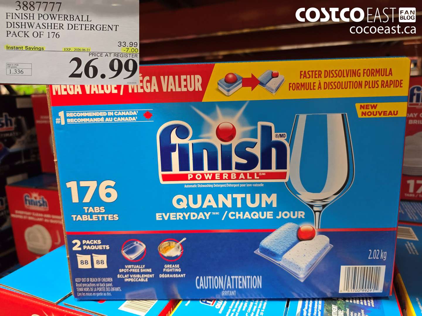 3887777 FINISH POWERBALL DISHWASHER DETERGENT PACK OF 176 ($7.00 INSTANT SAVINGS EXPIRES ON 2026-06-21) $26.99