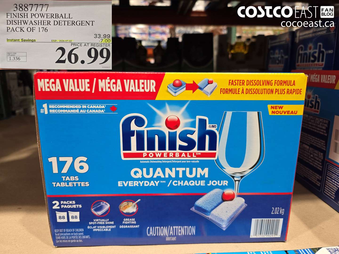3887777 FINISH POWERBALL DISHWASHER DETERGENT PACK OF 176 ($7.00 INSTANT SAVINGS EXPIRES ON 2026-07-02) $26.99