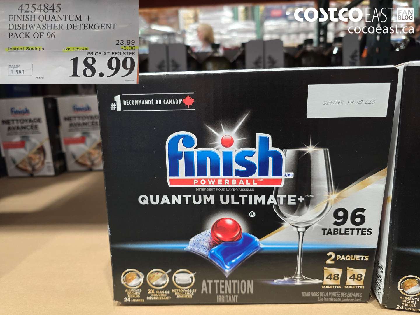 4254845 FINISH QUANTUM + DISHWASHER DETERGENT PACK OF 96 ($5.00 INSTANT SAVINGS EXPIRES ON 2026-06-07) $18.99