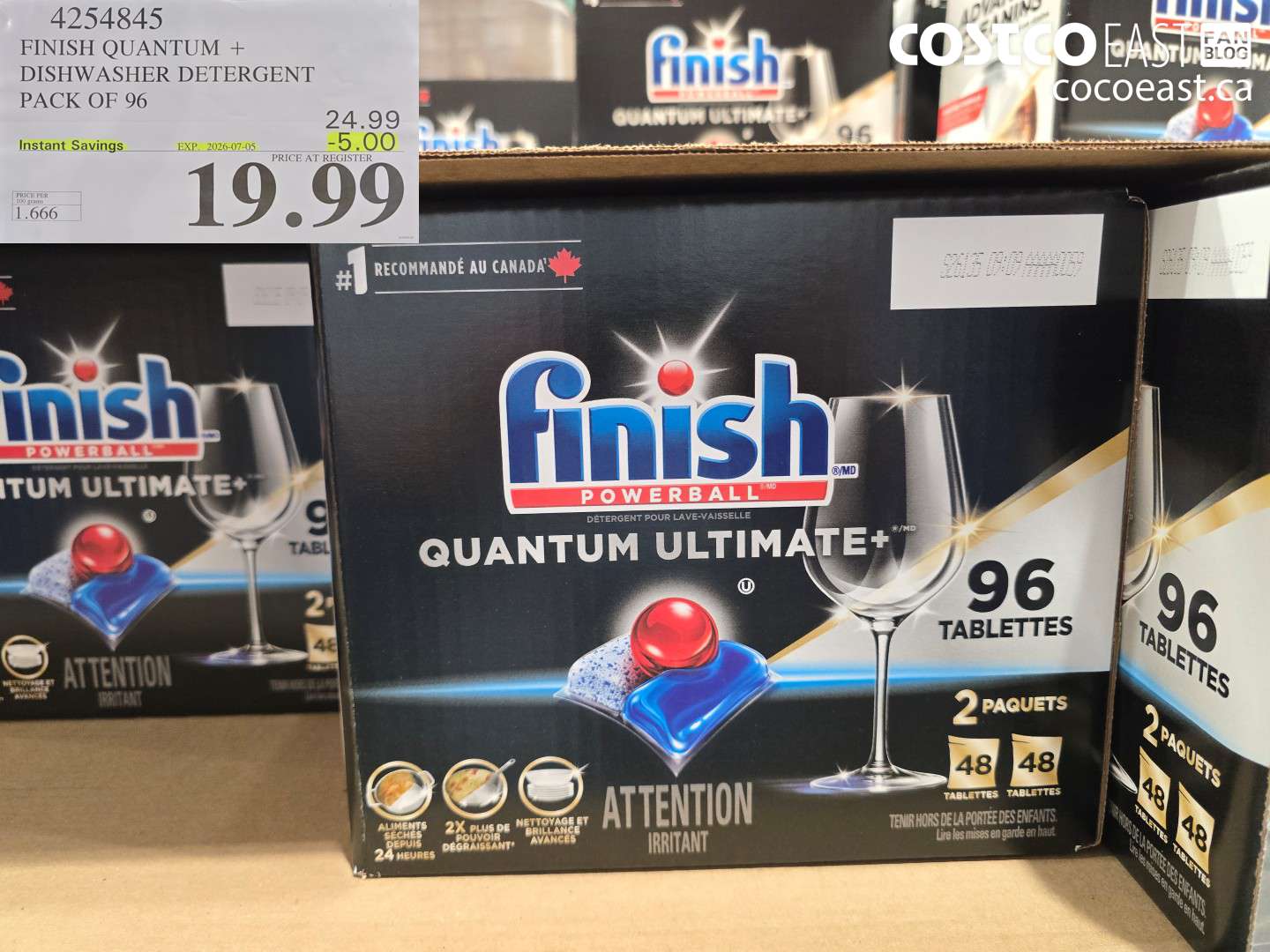 4254845 FINISH QUANTUM + DISHWASHER DETERGENT PACK OF 96 ($5.00 INSTANT SAVINGS EXPIRES ON 2026-07-05) $19.99