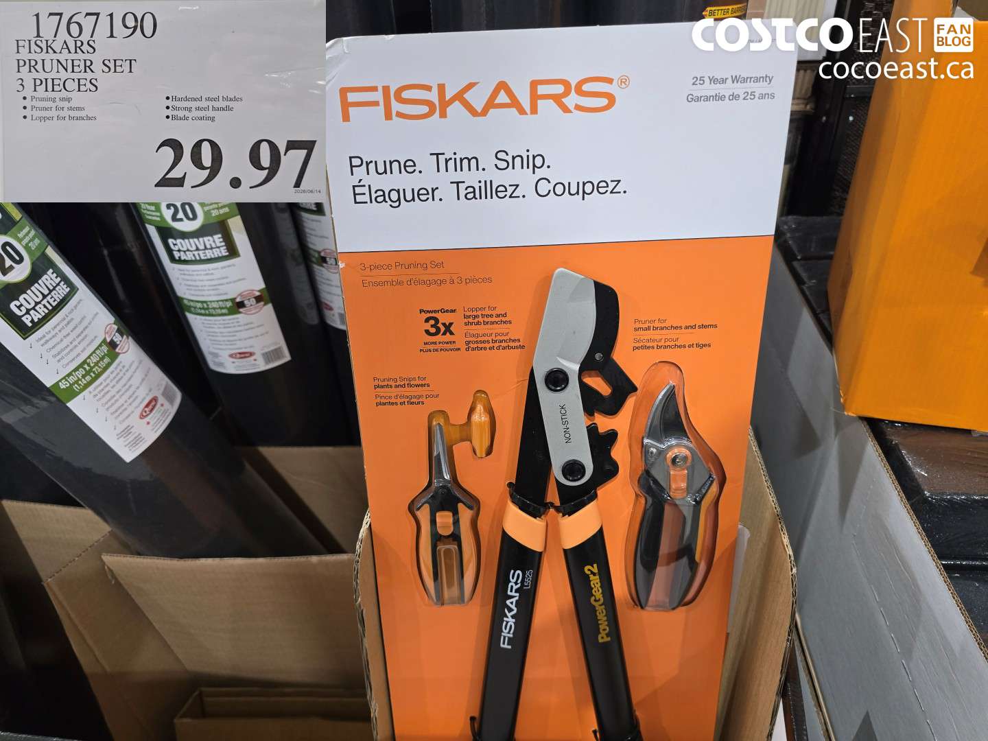 1767190 FISKARS PRUNER SET 3 PIECES $29.97