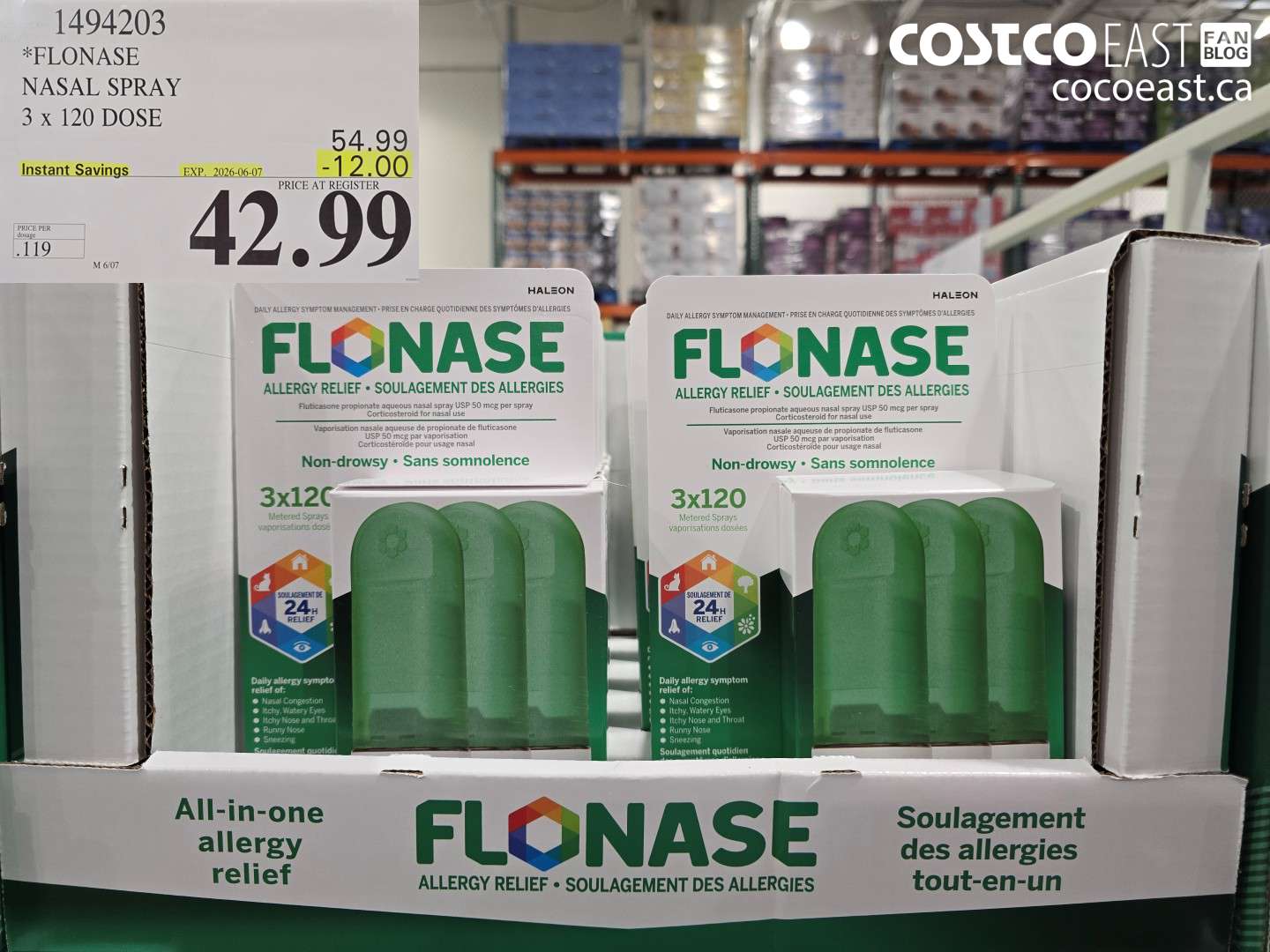 1494203 FLONASE NASAL SPRAY 3 X 120 DOSE ($12.00 INSTANT SAVINGS EXPIRES ON 2026-06-07) $42.99