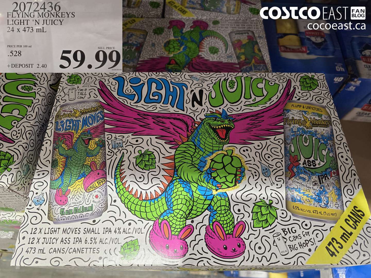 2072436 FLYING MONKEYS LIGHT 'N JUICY 24 X 473 ML $59.99