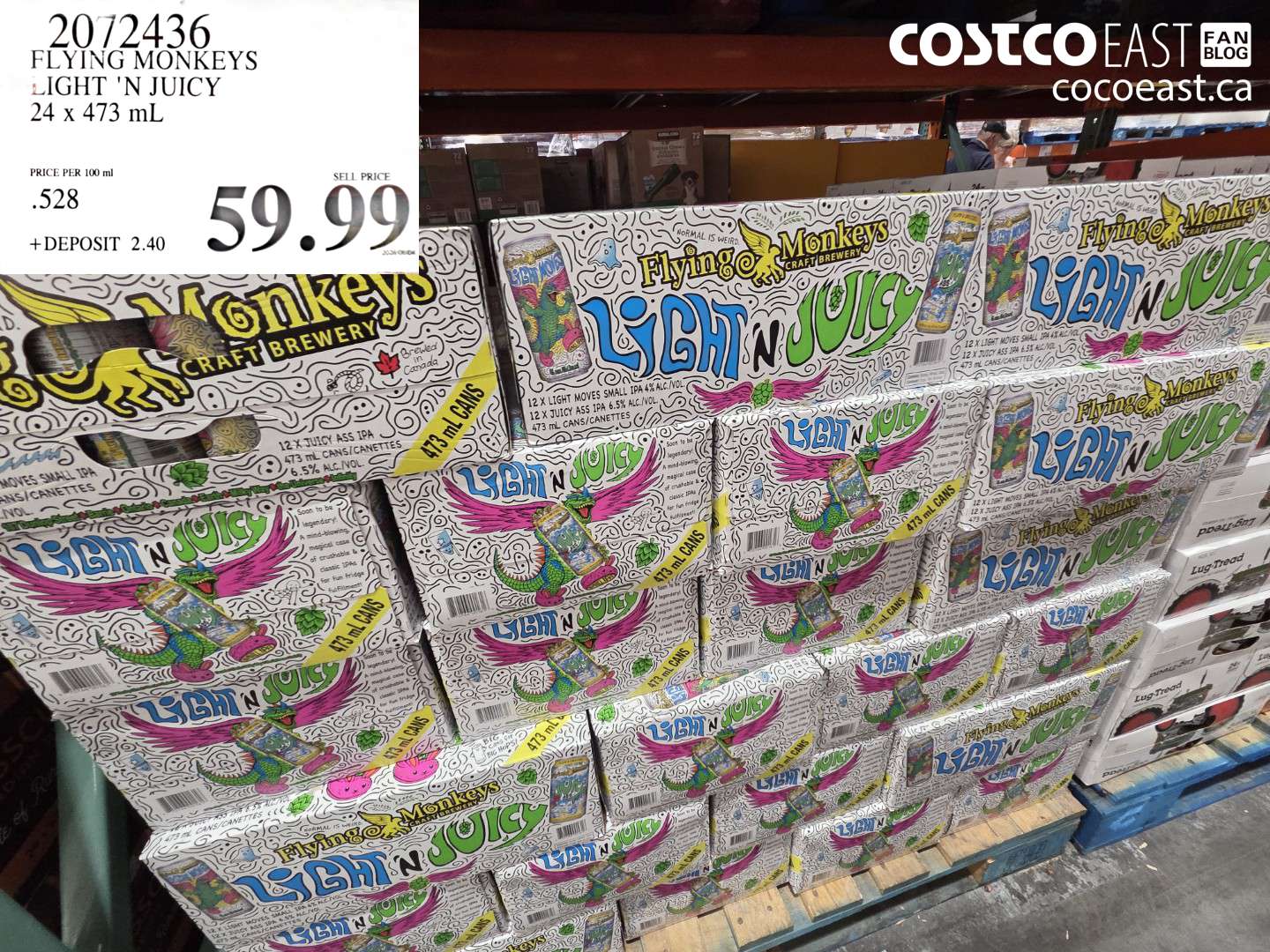2072436 FLYING MONKEYS LIGHT 'N JUICY 24 X 473 ML $59.99