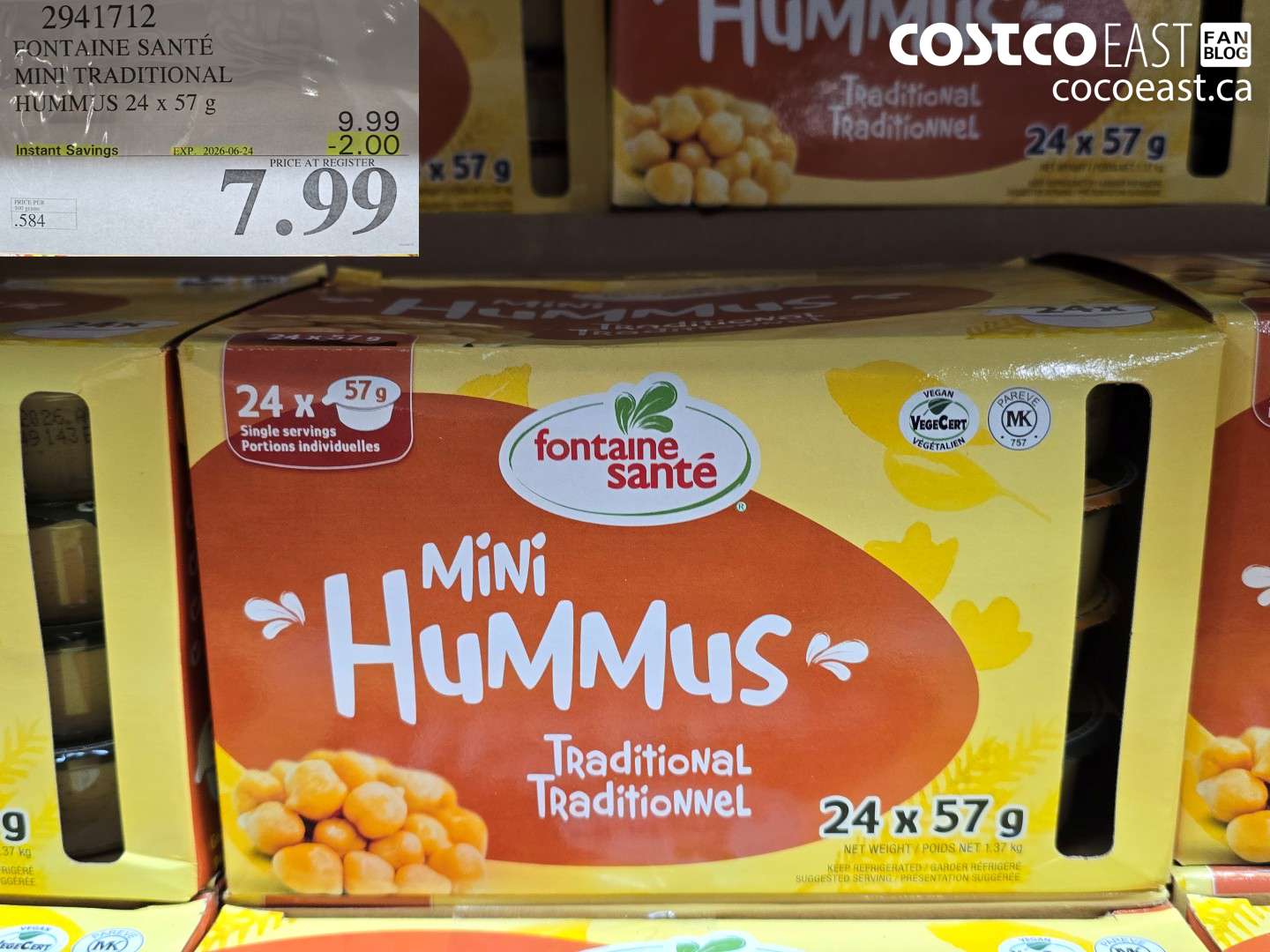 2941712 FONTAINE SANTÉ MINI TRADITIONAL HUMMUS 24 X 57 G ($2.00 INSTANT SAVINGS EXPIRES ON 2026-06-24) $7.99