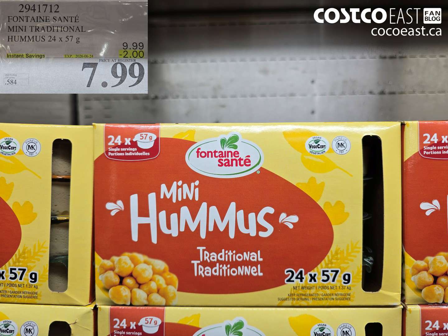 2941712 FONTAINE SANTÉ MINI TRADITIONAL HUMMUS 24 X 57 G ($2.00 INSTANT SAVINGS EXPIRES ON 2026-06-24) $7.99