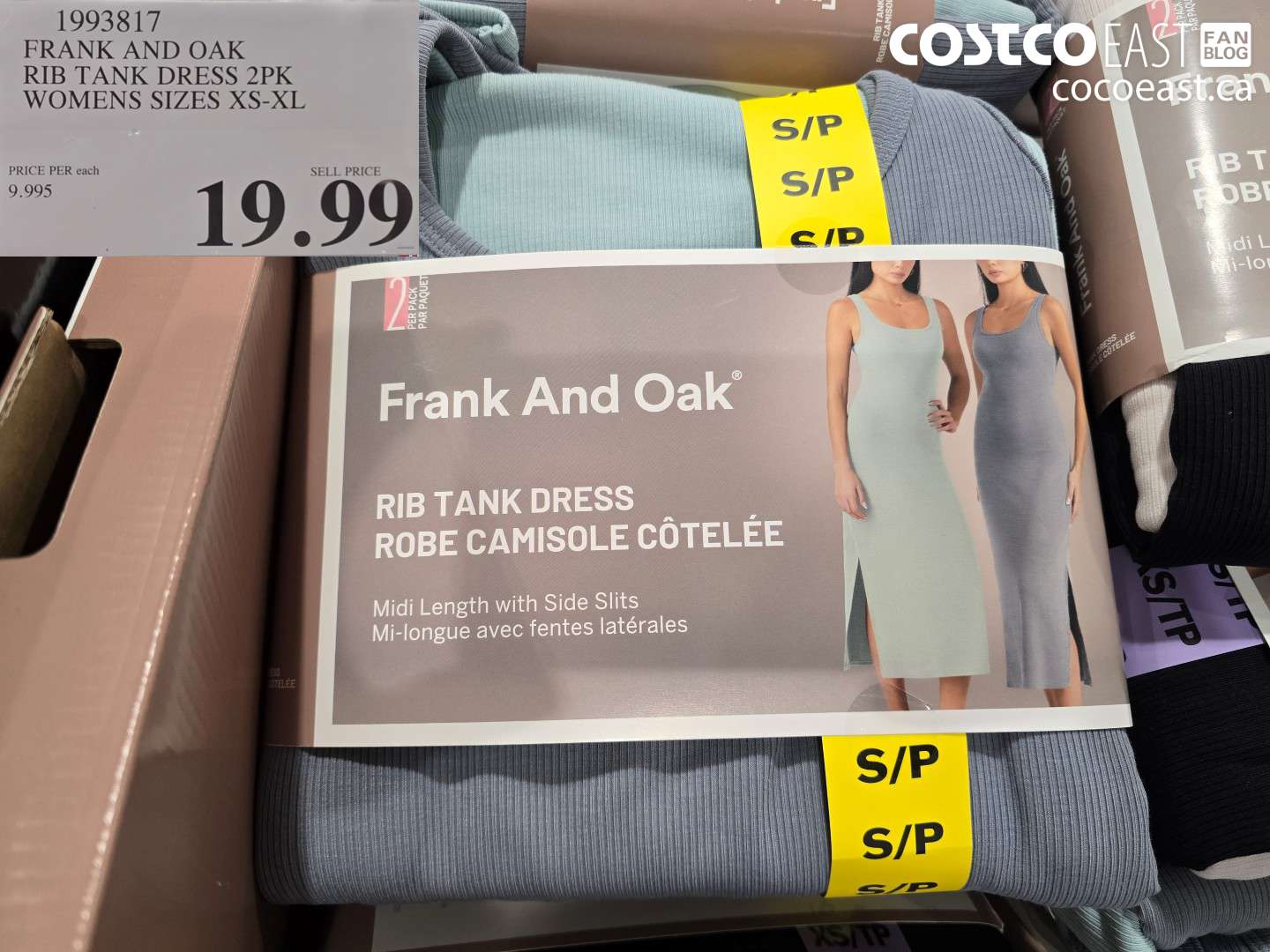 1993817 FRANK AND OAK RIB TANK DRESS 2PK WOMENS SIZES XS-XL $19.99
