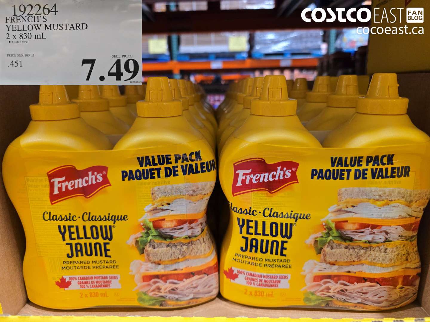 192264 FRENCH'S YELLOW MUSTARD 2 X 830 ML $7.49
