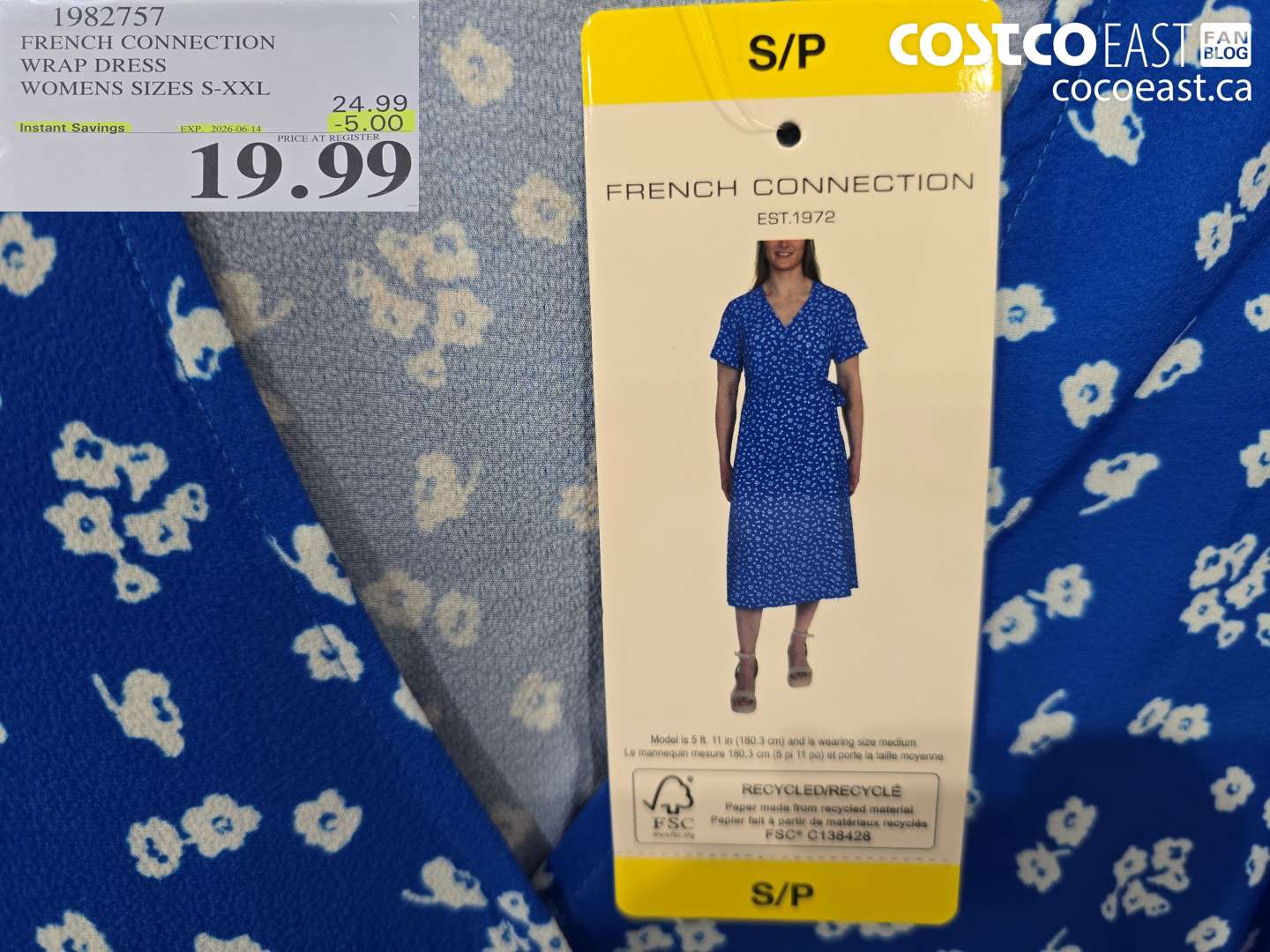 1982757 FRENCH CONNECTION WRAP DRESS WOMENS SIZES S-XXL ($5.00 INSTANT SAVINGS EXPIRES ON 2026-06-14) $19.99